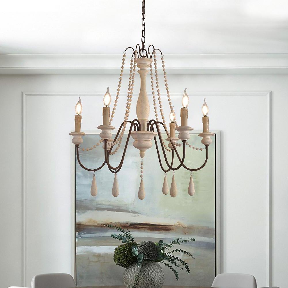 Komino Chandelier Candle Scroll Arm Rustic-Neutral Decor