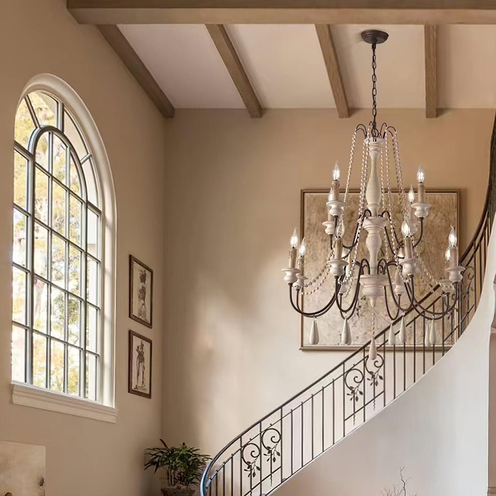 Komino Chandelier Candle Scroll Arm Rustic-Neutral Decor