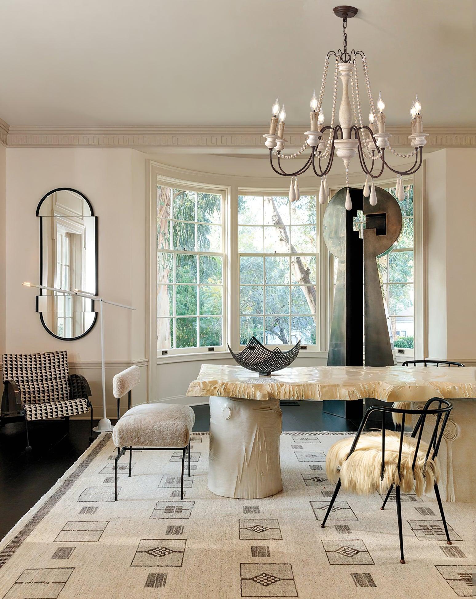 Komino Chandelier Candle Scroll Arm Rustic-Neutral Decor
