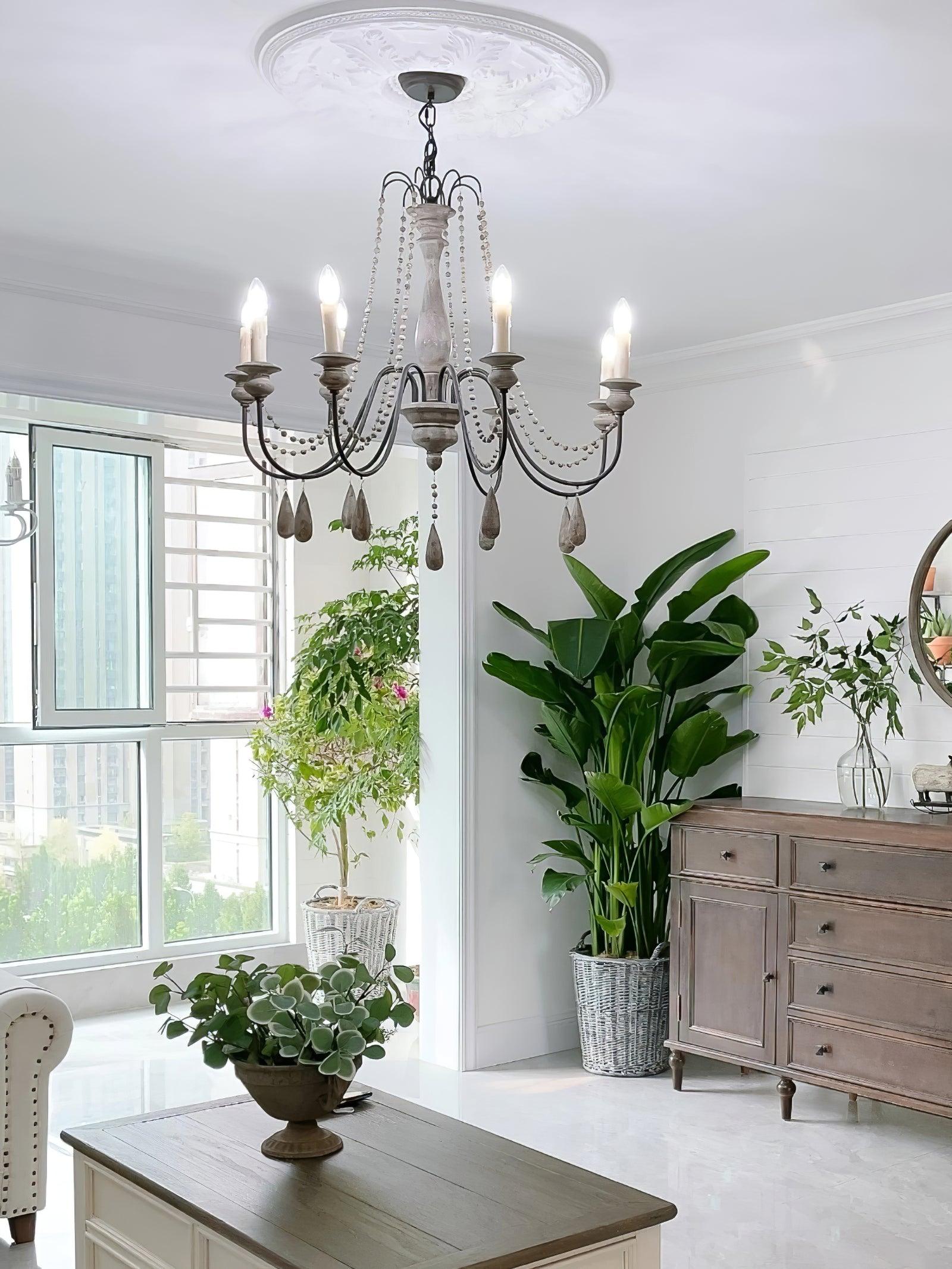 Komino Chandelier Candle Scroll Arm Rustic-Neutral Decor