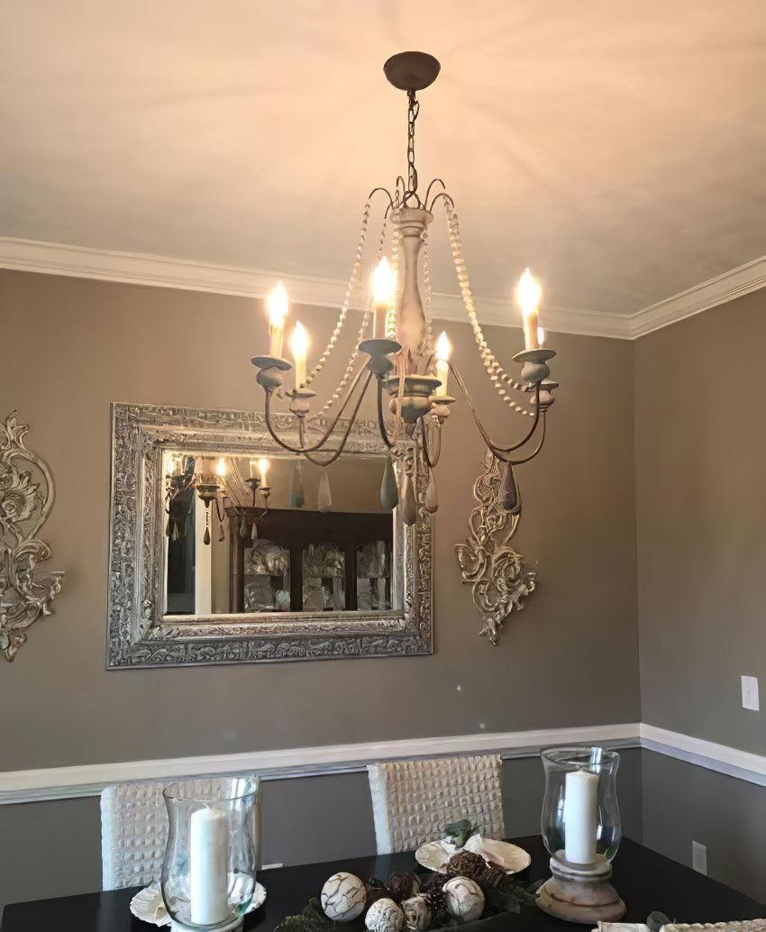 Komino Chandelier Candle Scroll Arm Rustic-Neutral Decor