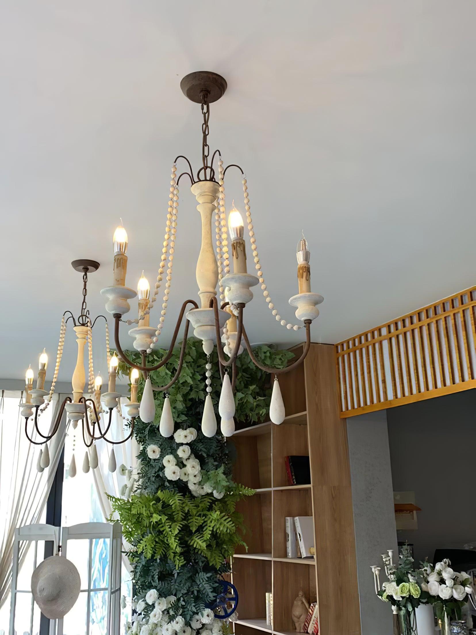 Komino Chandelier Candle Scroll Arm Rustic-Neutral Decor