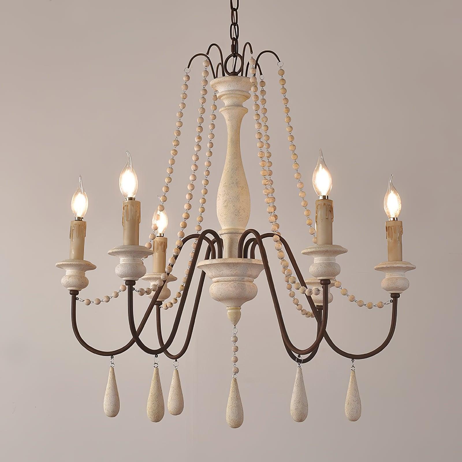 Komino Chandelier Candle Scroll Arm Rustic-Neutral Decor