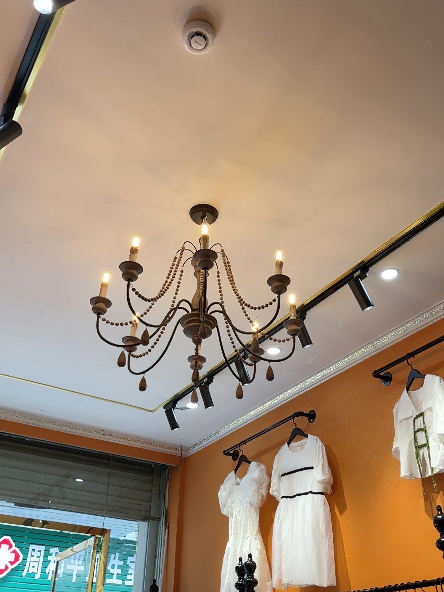 Komino Chandelier Candle Scroll Arm Rustic-Neutral Decor