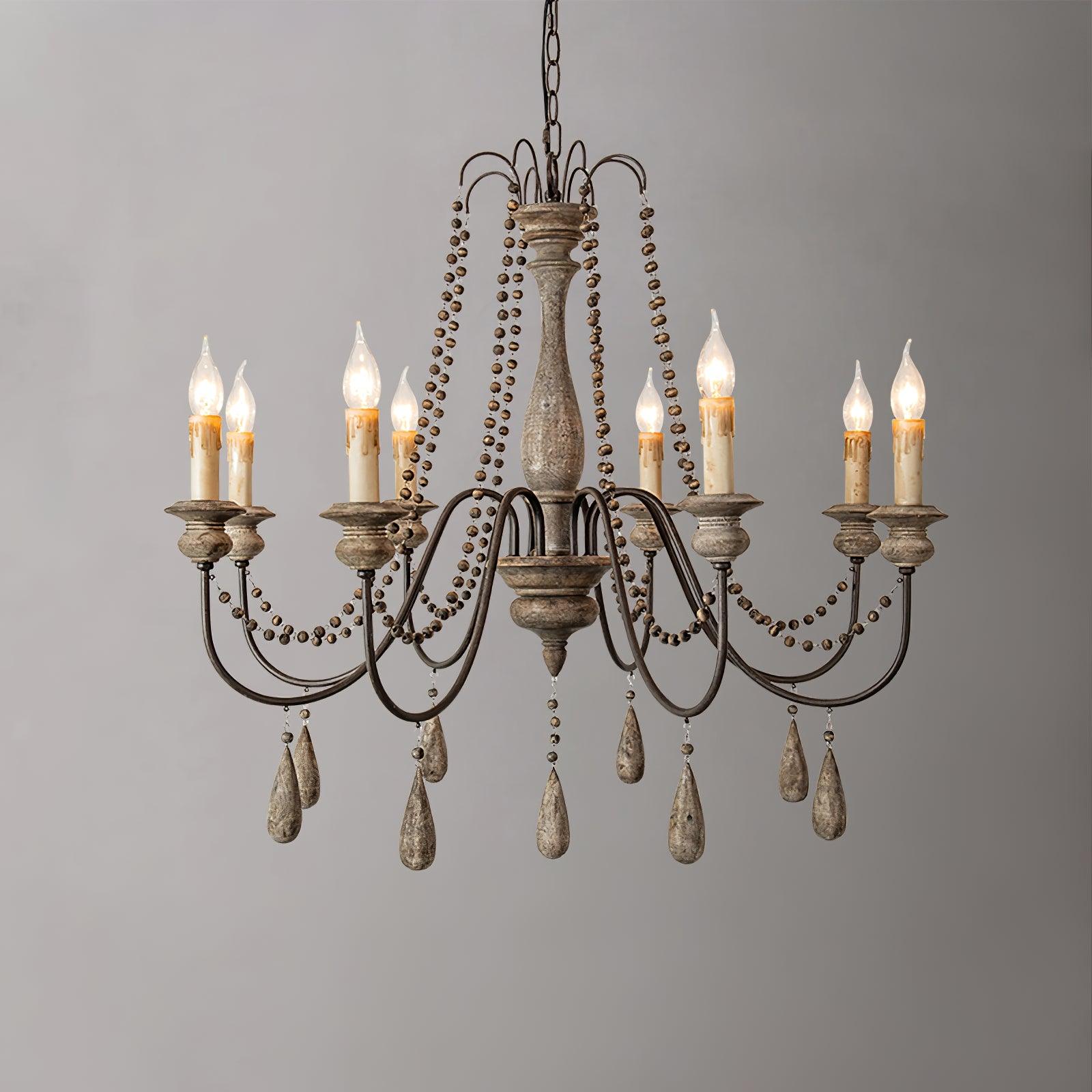 Komino Chandelier Candle Scroll Arm Rustic-Neutral Decor