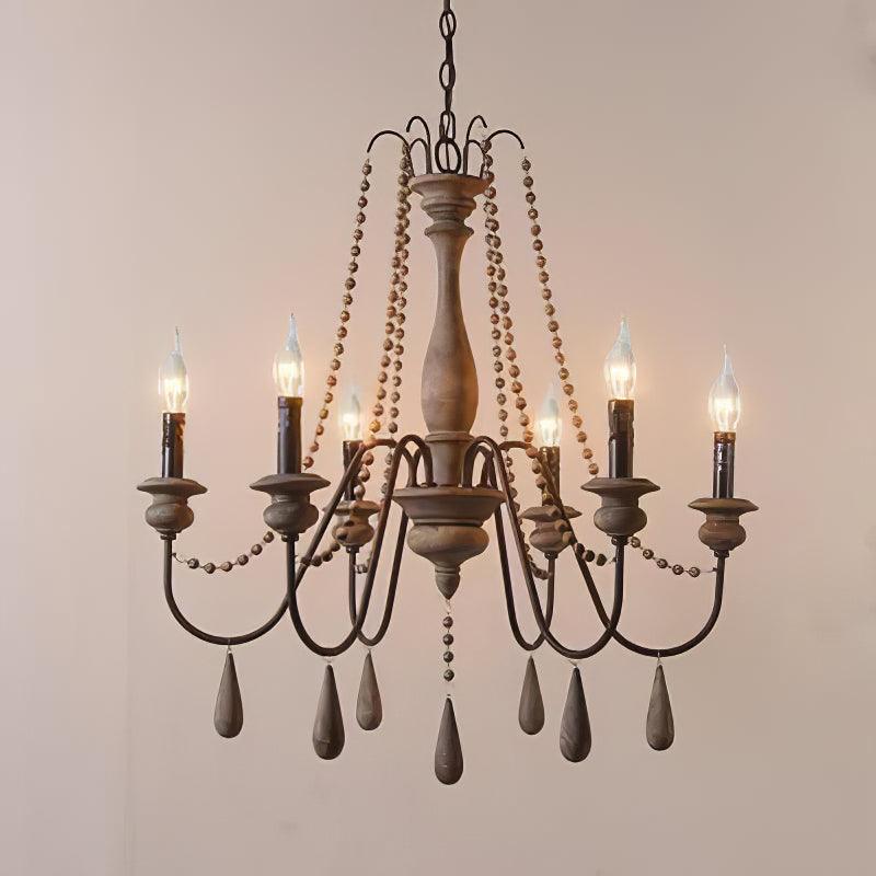 Komino Chandelier Candle Scroll Arm Rustic-Neutral Decor