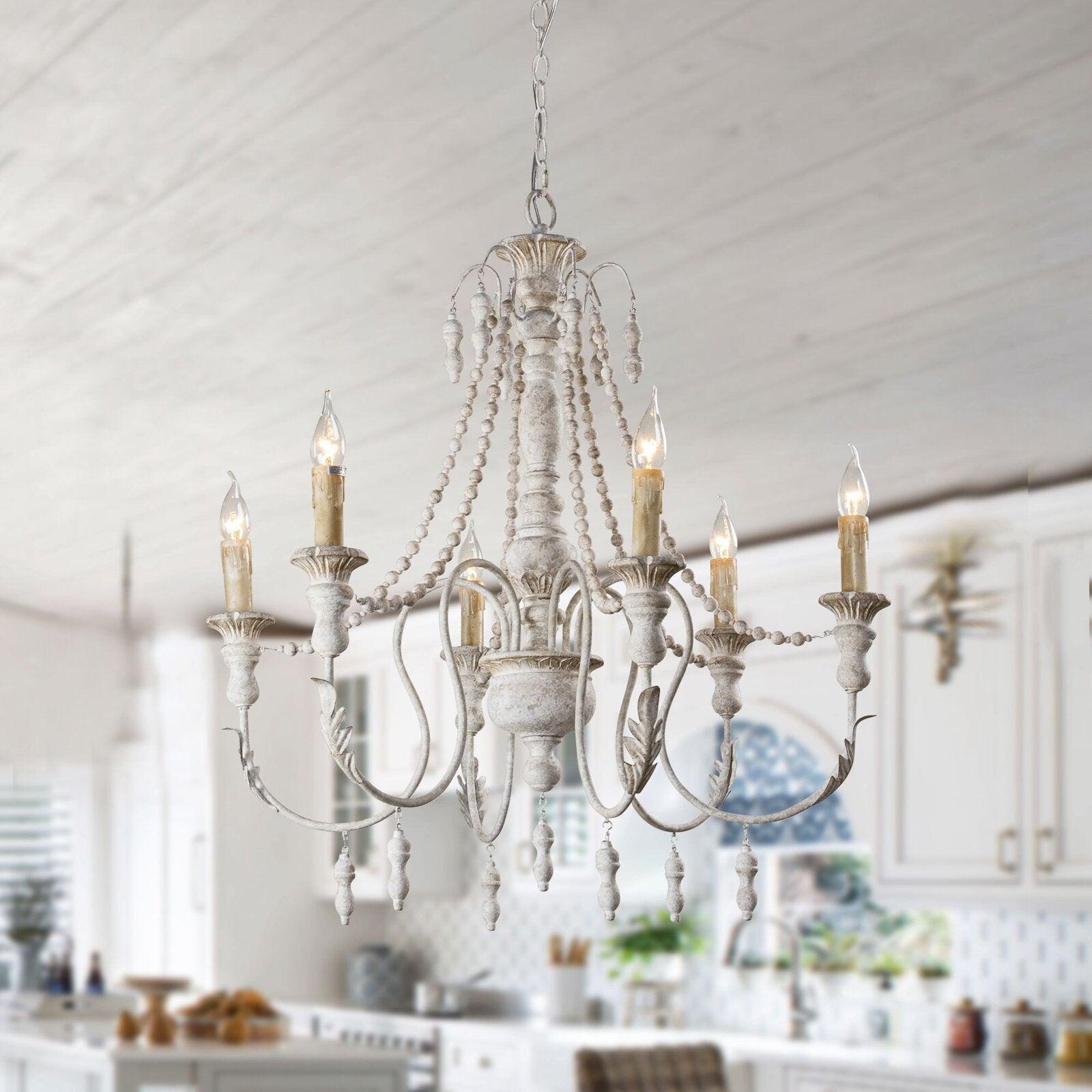 Komino Chandelier Candle Scroll Arm Rustic-Neutral Decor