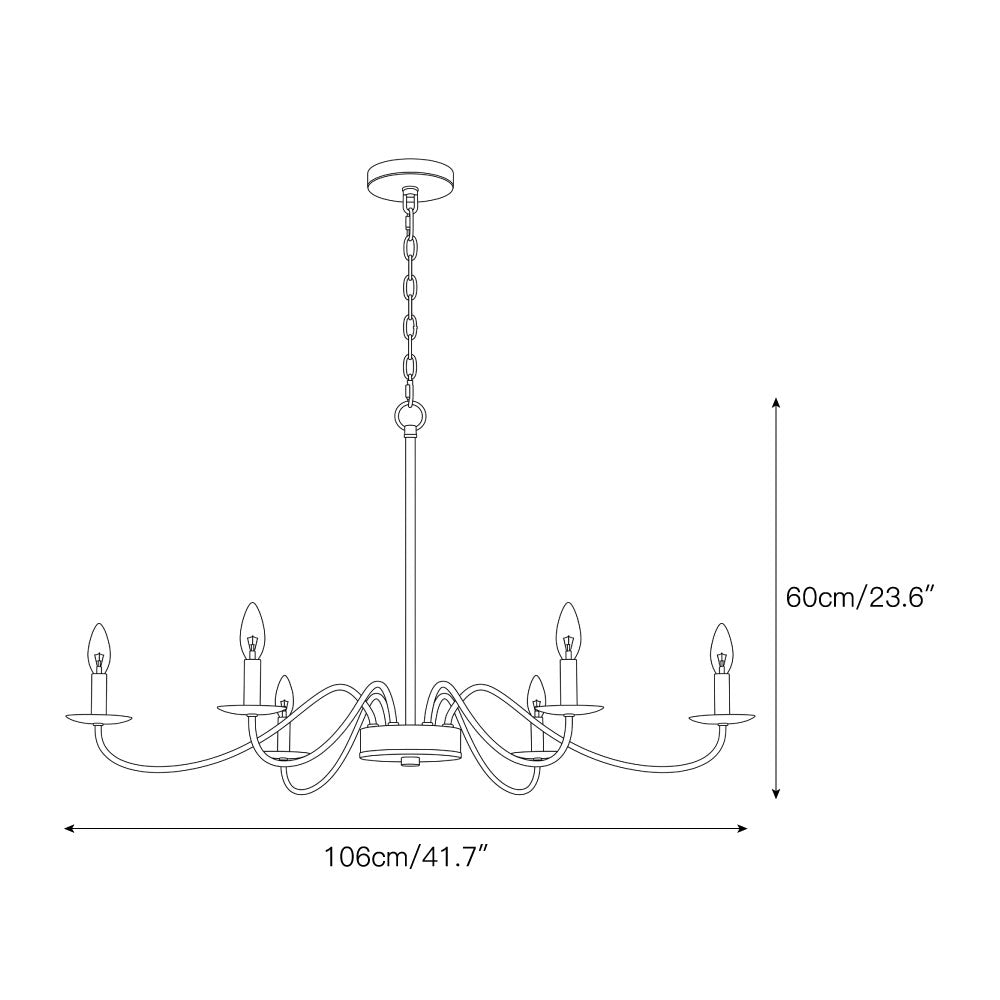 Candler Chandelier in nickel finish with white fabric shades.