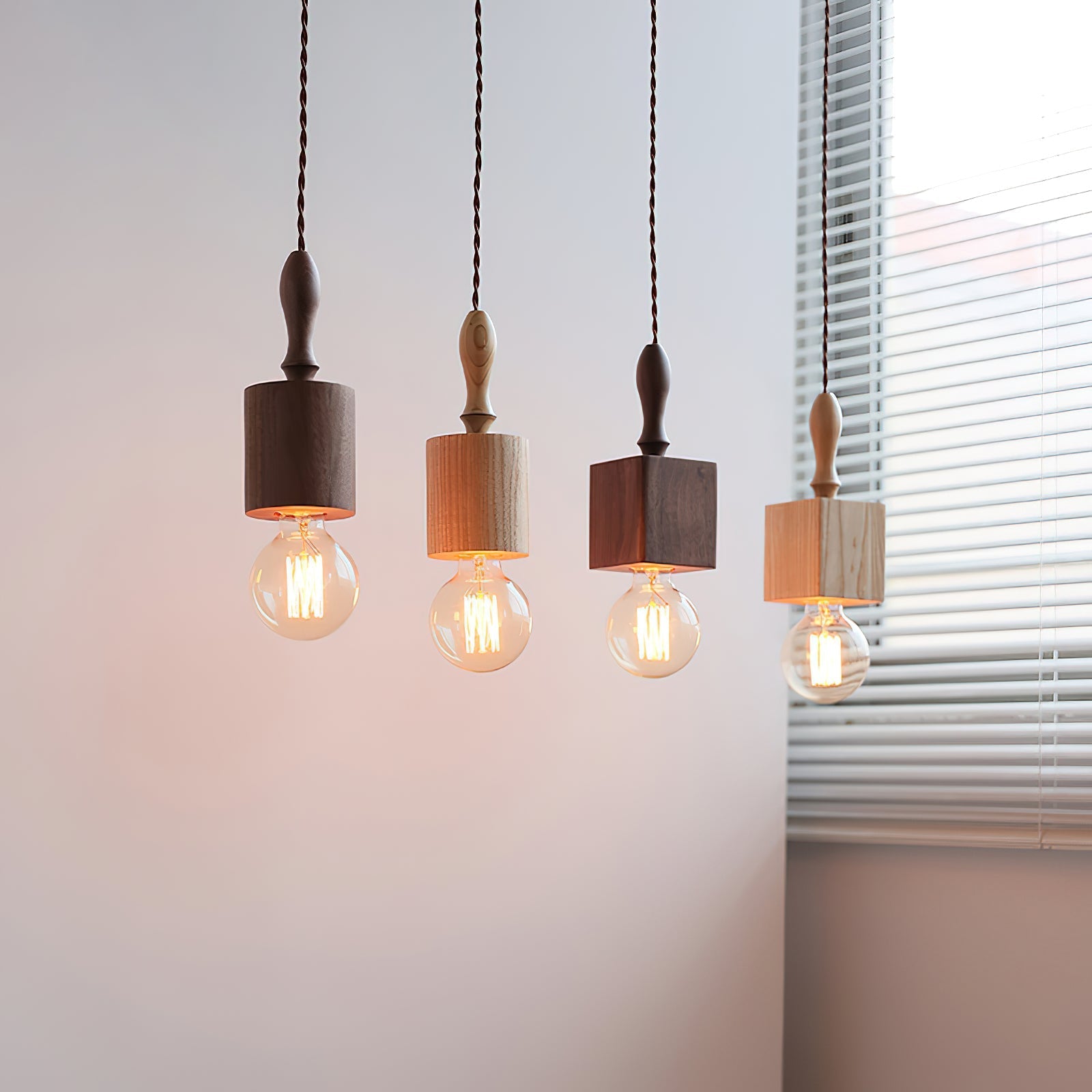 Close-up of the Cano Pendant Light's wood grain texture.