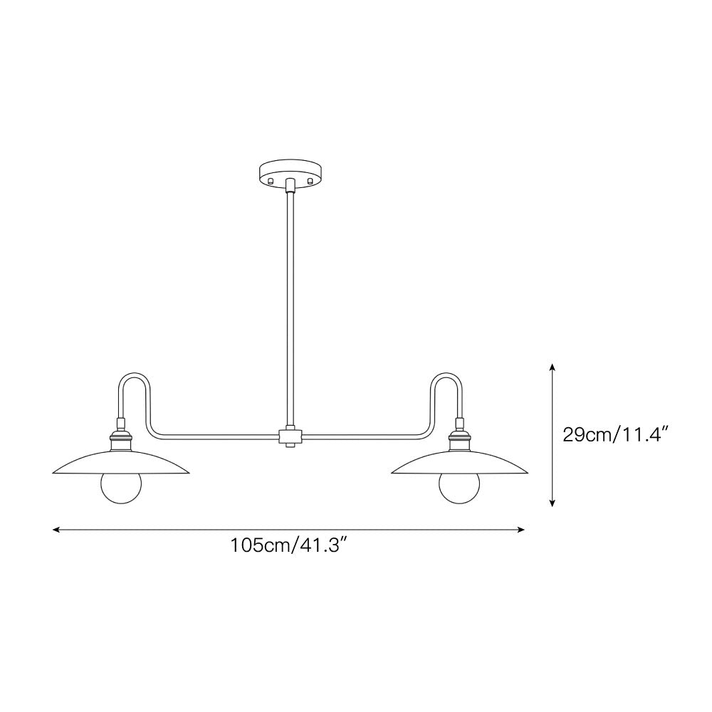 Cantina Linear Chandelier shown from a side angle, highlighting its gooseneck arms.