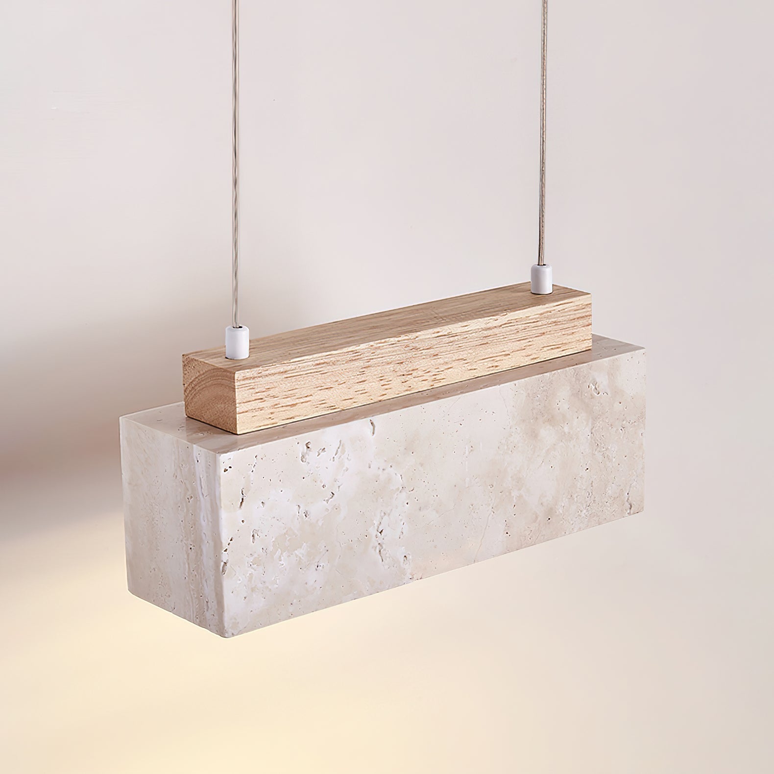 Ciraeila Rectangular Travertine Pendant Light-Neutral Decor