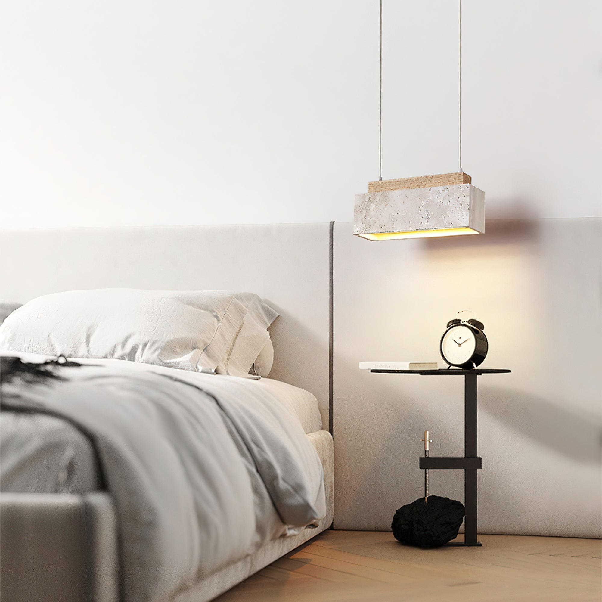 Ciraeila Rectangular Travertine Pendant Light-Neutral Decor