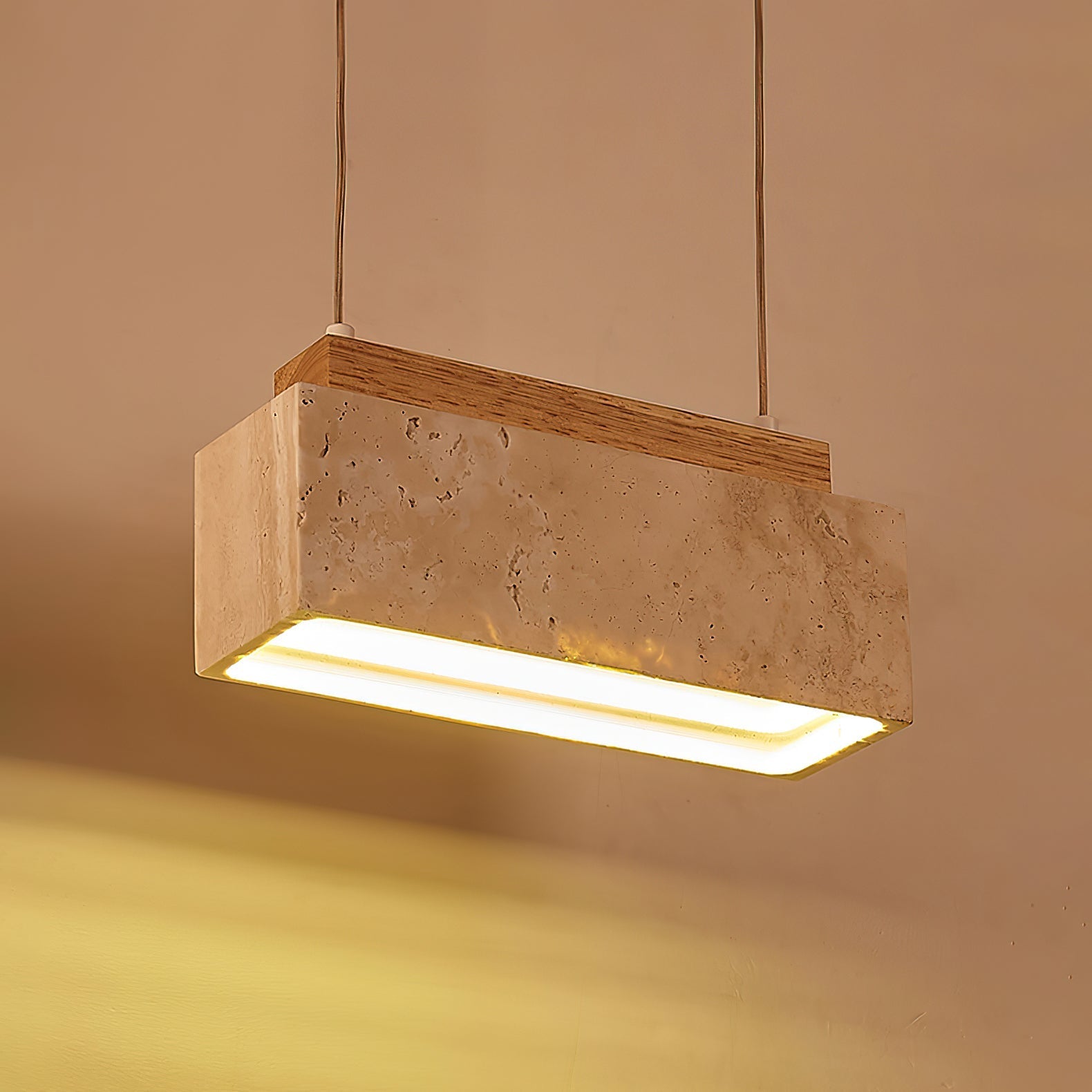 Ciraeila Rectangular Travertine Pendant Light-Neutral Decor