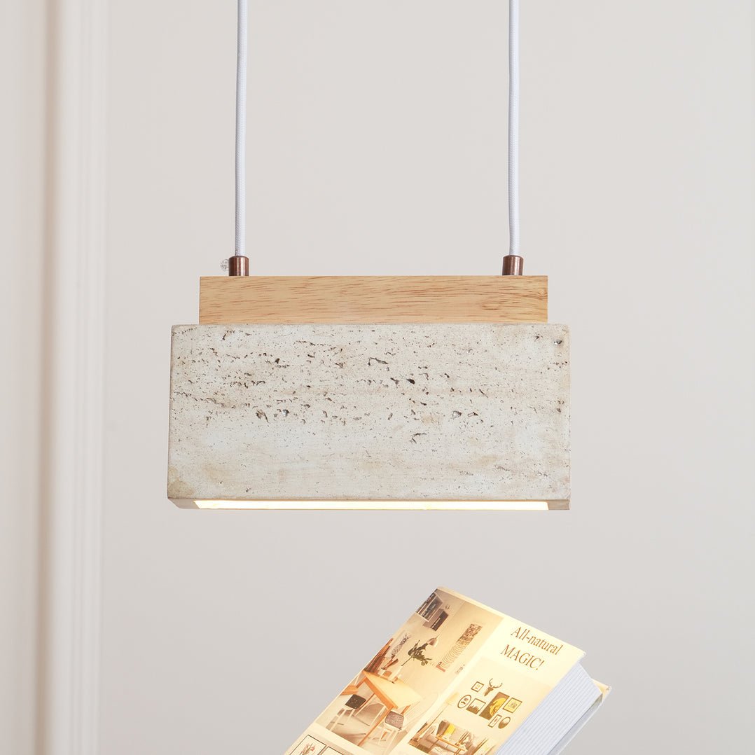 Ciraeila Rectangular Travertine Pendant Light-Neutral Decor