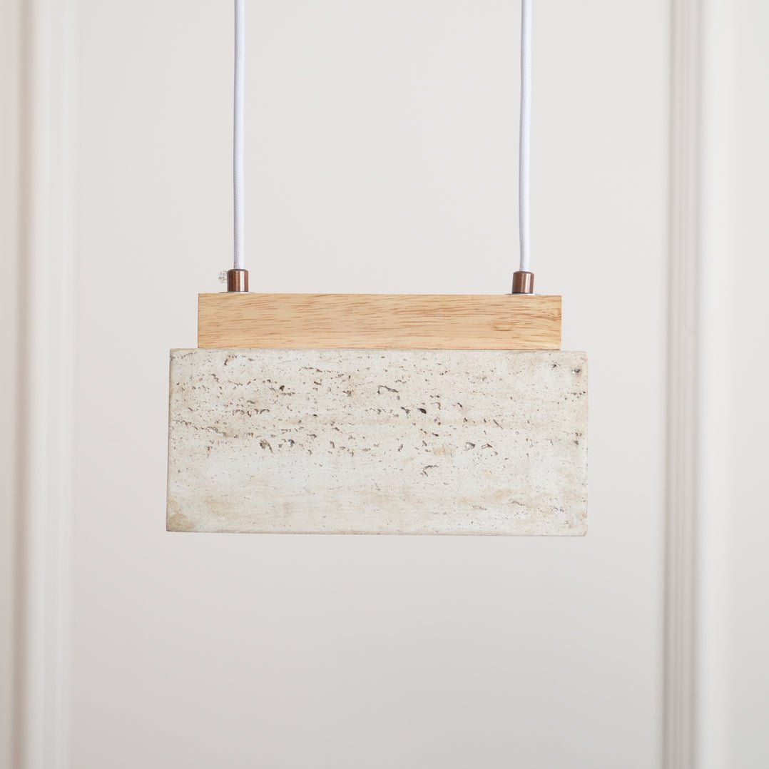 Ciraeila Rectangular Travertine Pendant Light-Neutral Decor
