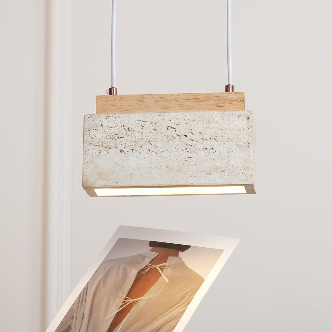 Ciraeila Rectangular Travertine Pendant Light-Neutral Decor