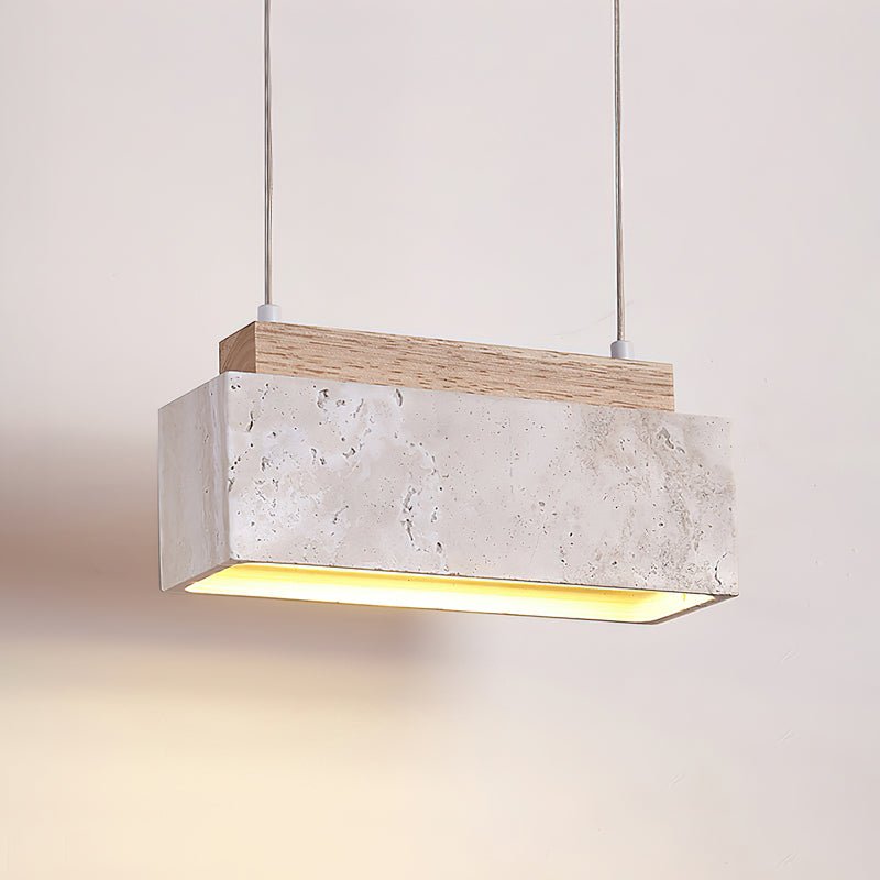 Ciraeila Rectangular Travertine Pendant Light-Neutral Decor