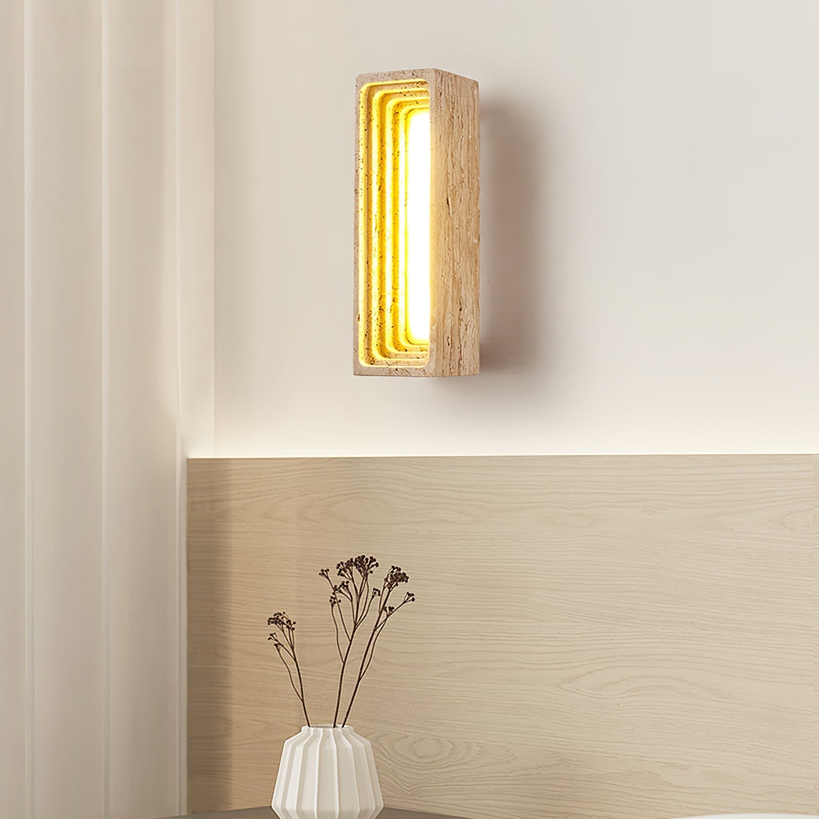 Atheila Travertine Wall Light-Neutral Decor