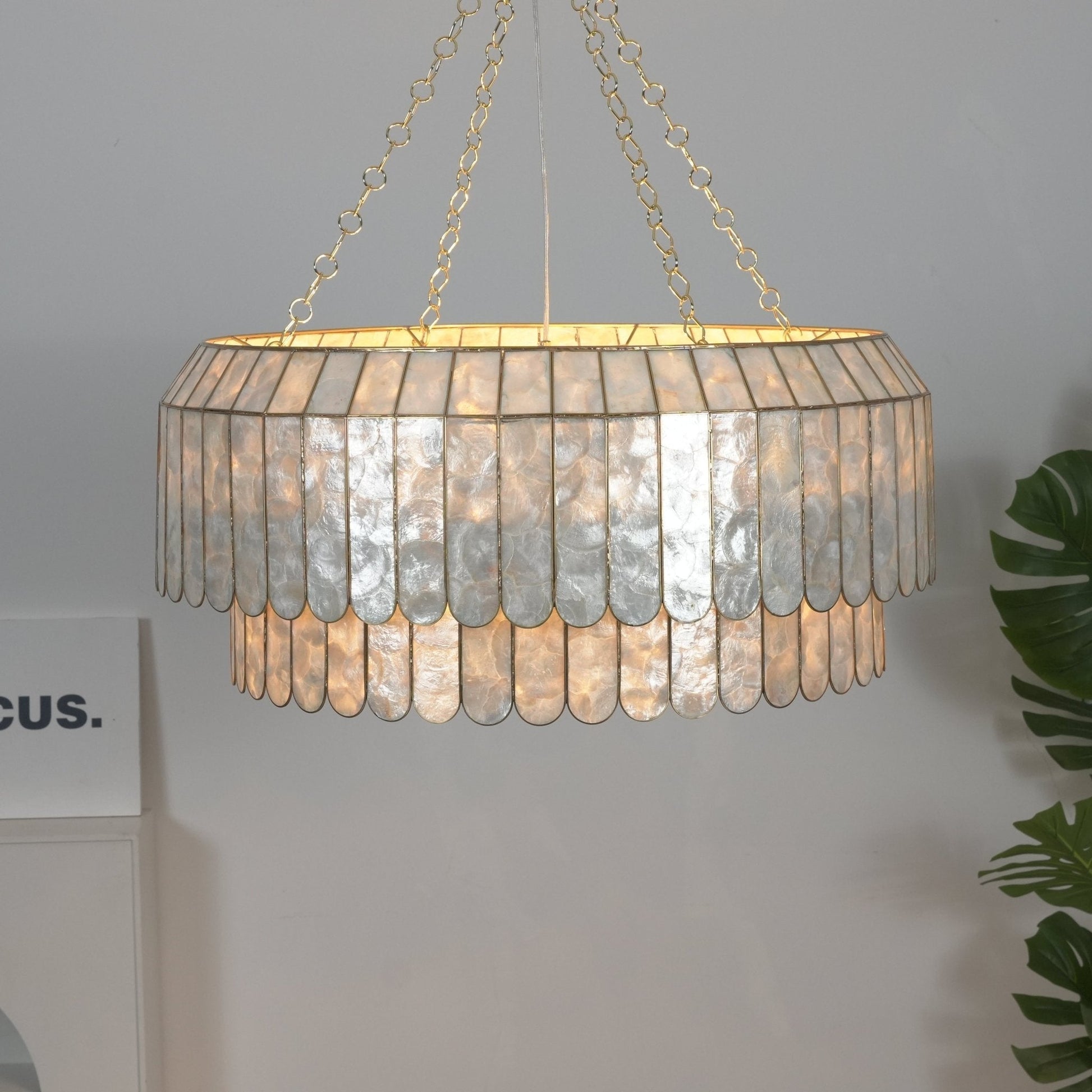 Holz Gold Shell Metal Aurelia Chandelier-Neutral Decor