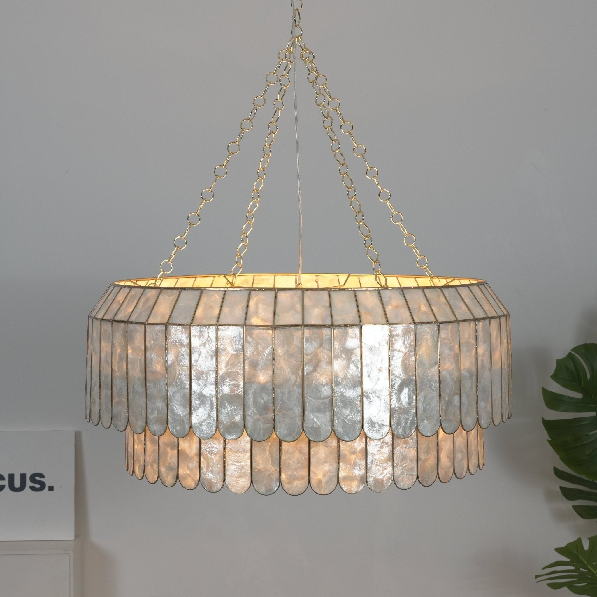 Holz Gold Shell Metal Aurelia Chandelier-Neutral Decor