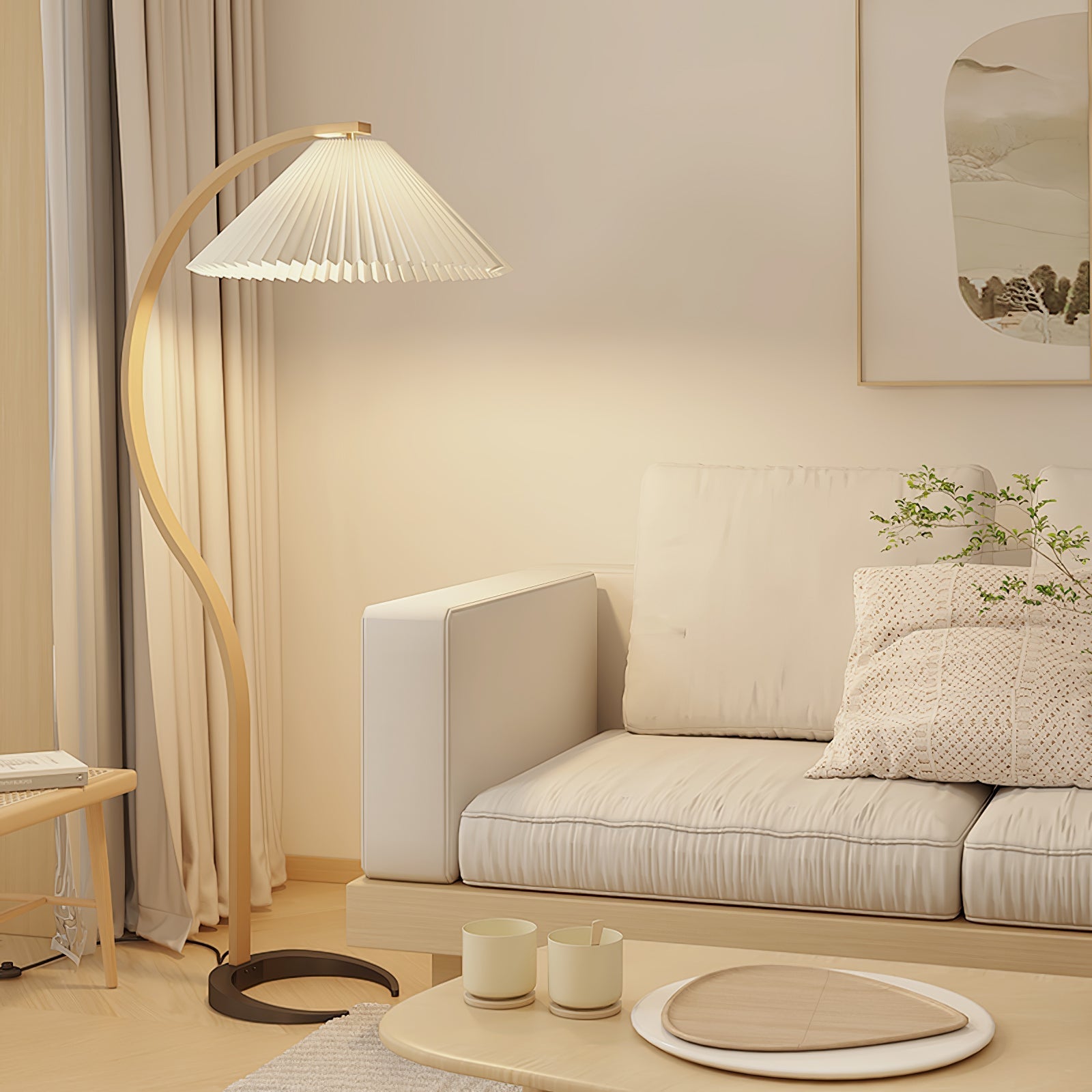 Viaro Wood Floor Lamp-Neutral Decor