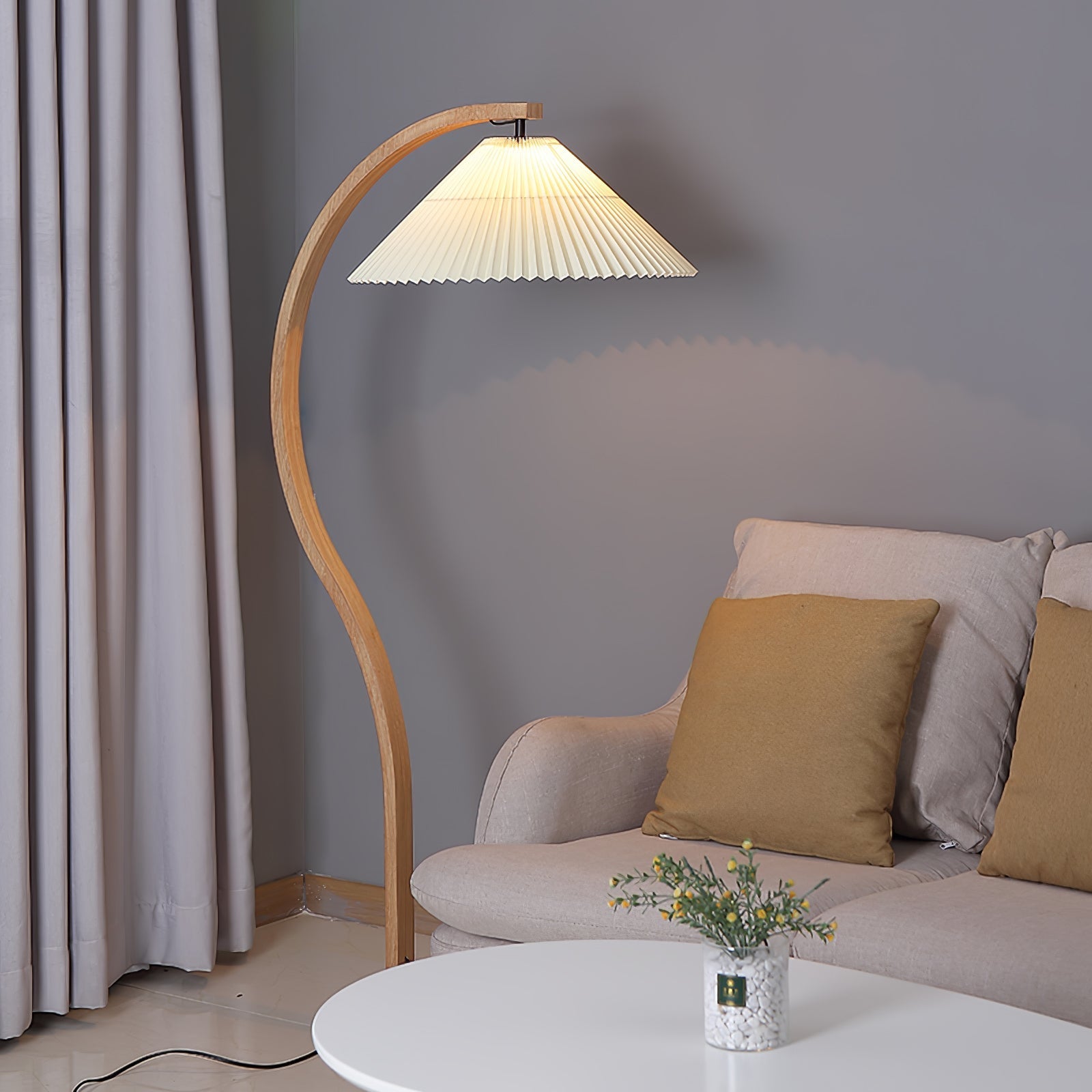 Viaro Wood Floor Lamp-Neutral Decor