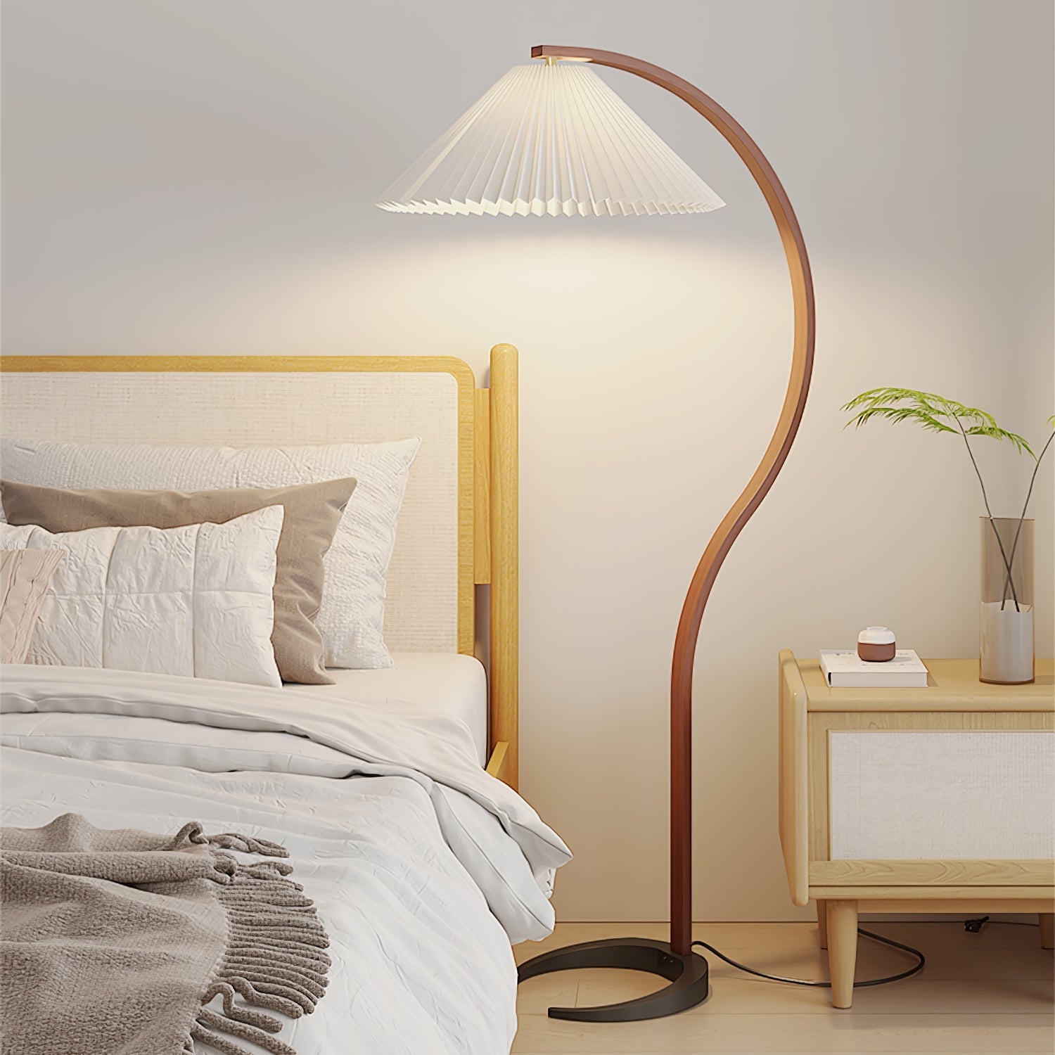 Viaro Wood Floor Lamp-Neutral Decor