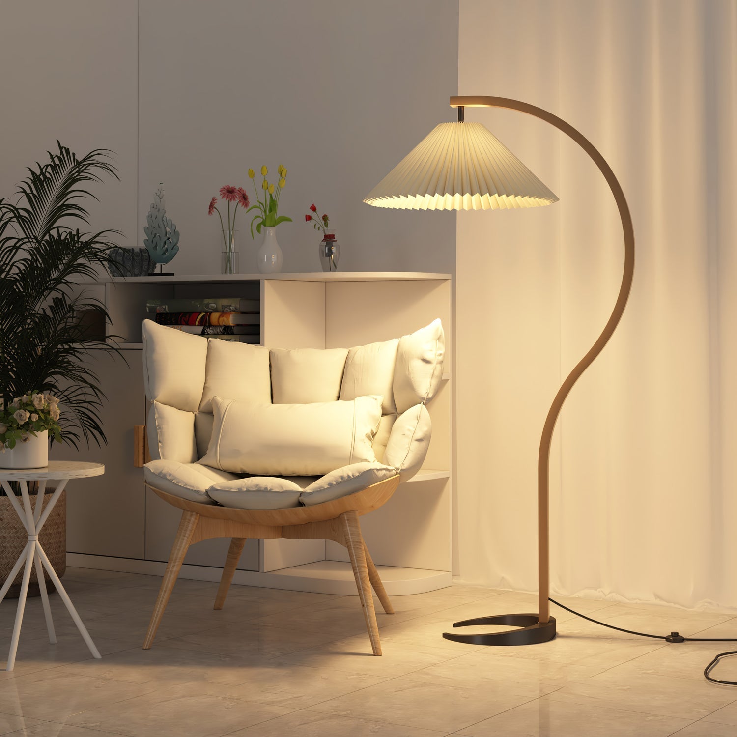 Viaro Wood Floor Lamp-Neutral Decor