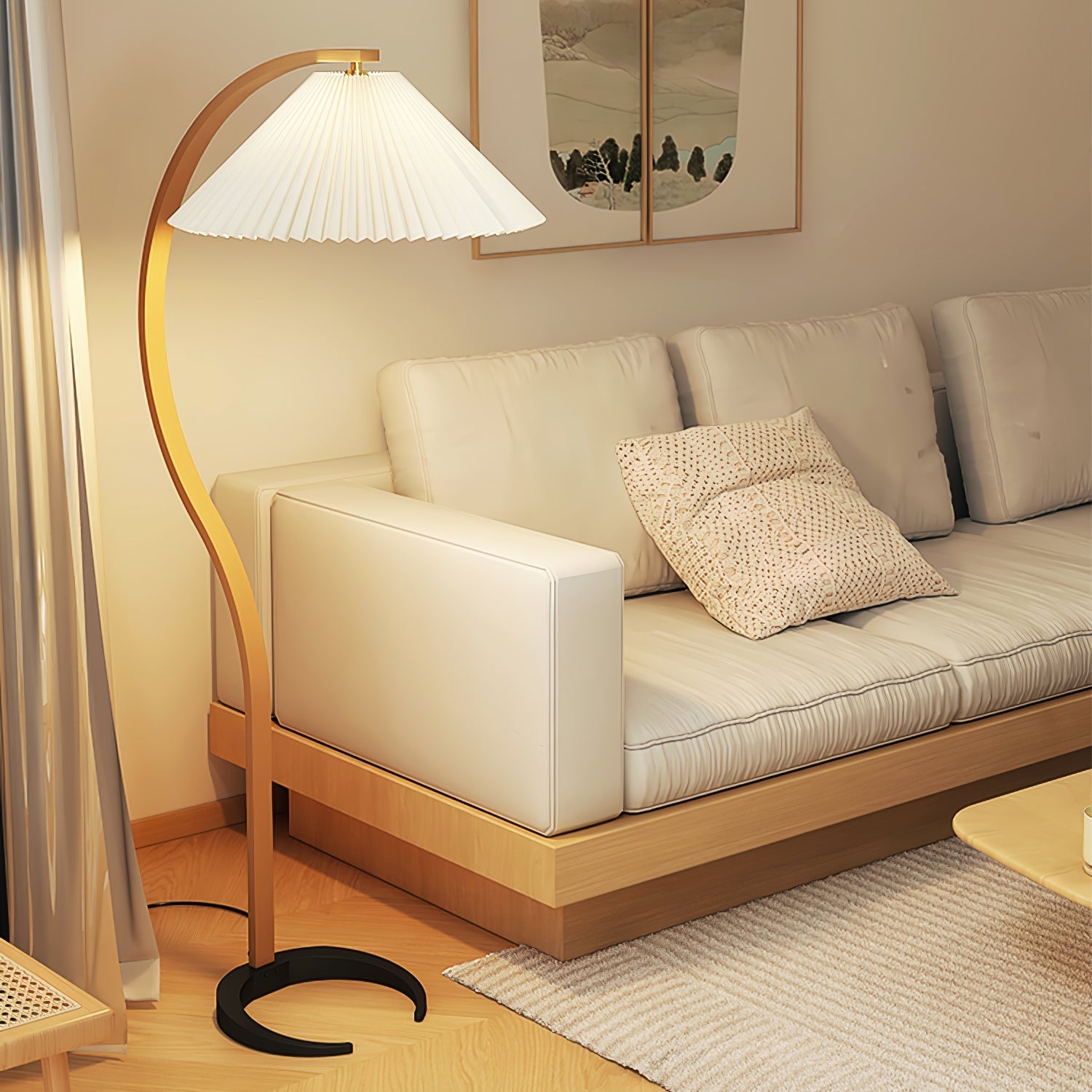 Viaro Wood Floor Lamp-Neutral Decor