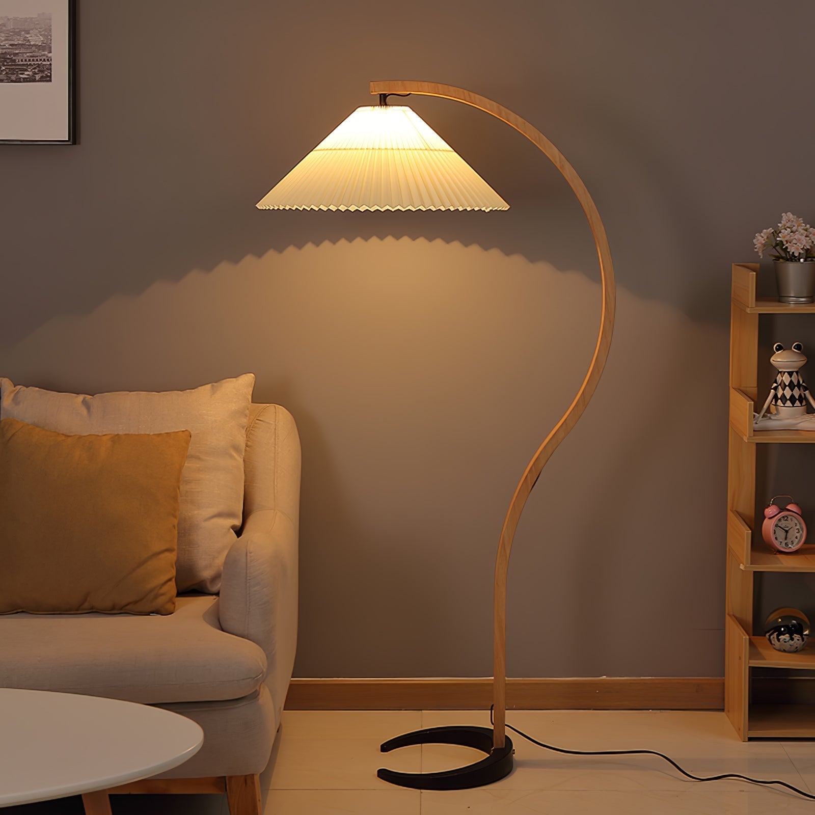 Viaro Wood Floor Lamp-Neutral Decor