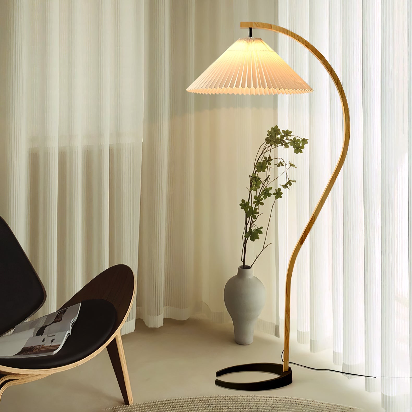 Viaro Wood Floor Lamp-Neutral Decor