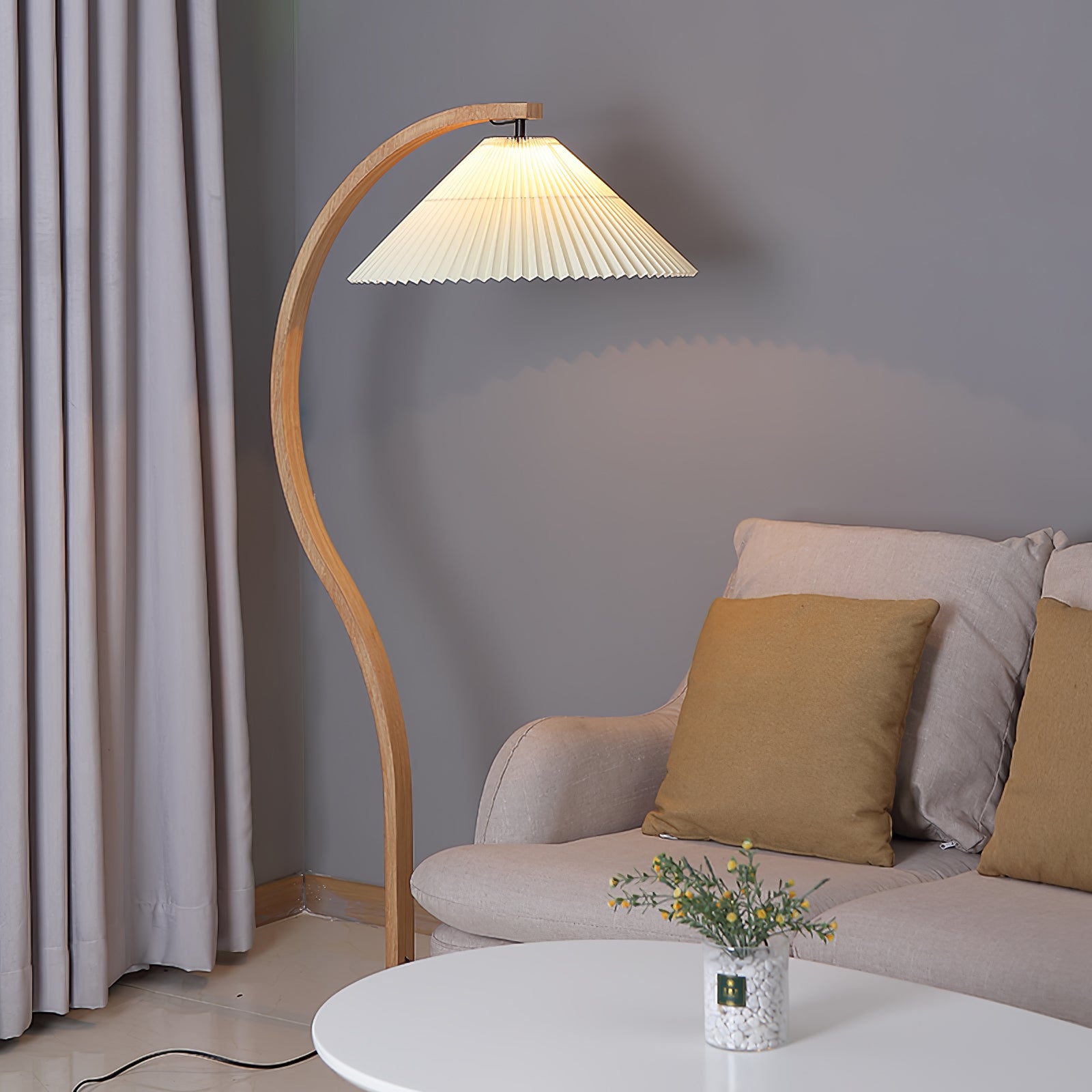 Viaro Wood Floor Lamp-Neutral Decor