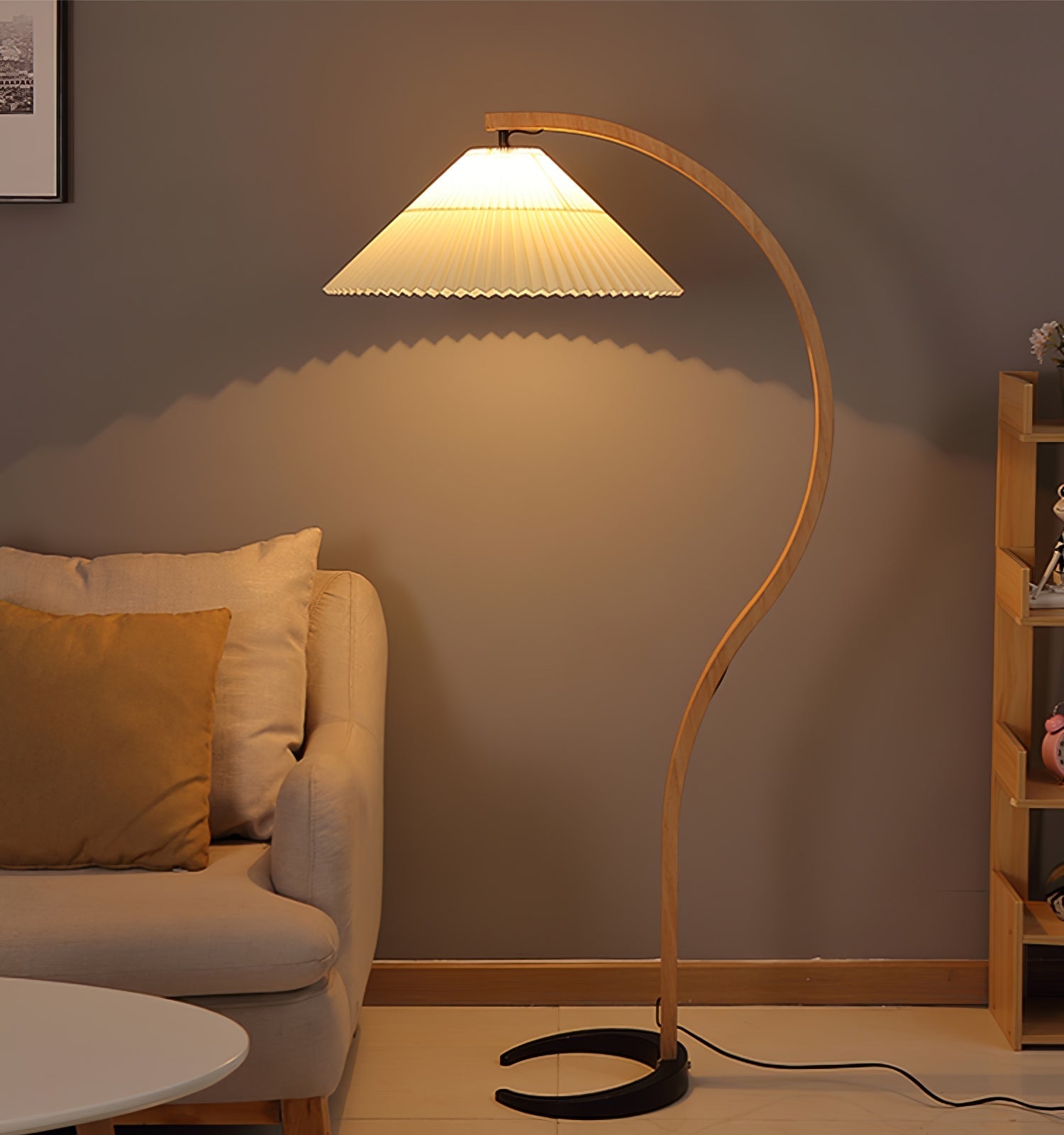 Viaro Wood Floor Lamp-Neutral Decor