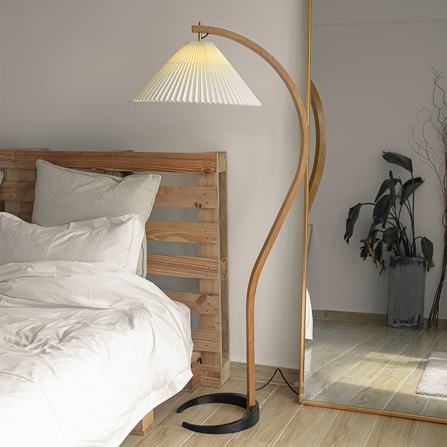 Viaro Wood Floor Lamp-Neutral Decor