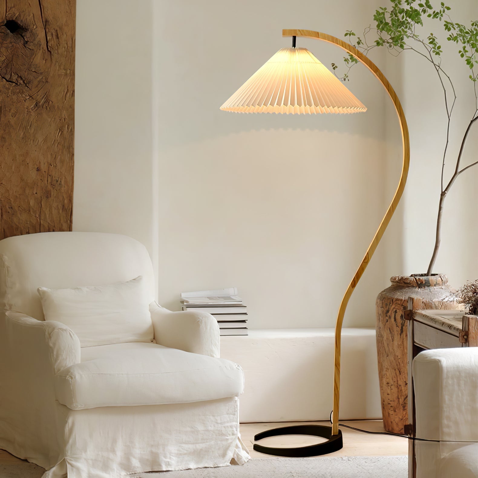 Viaro Wood Floor Lamp-Neutral Decor