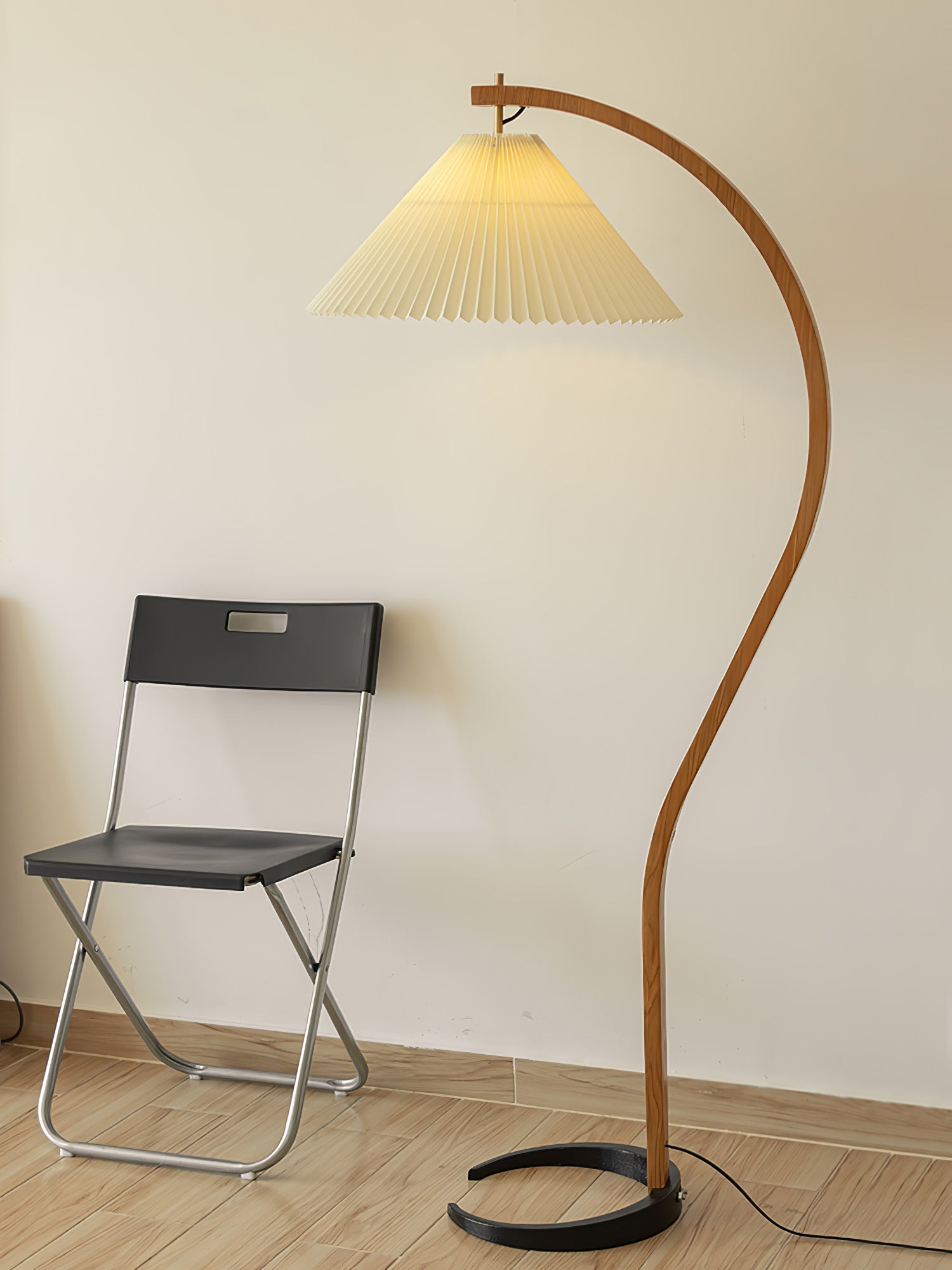 Viaro Wood Floor Lamp-Neutral Decor