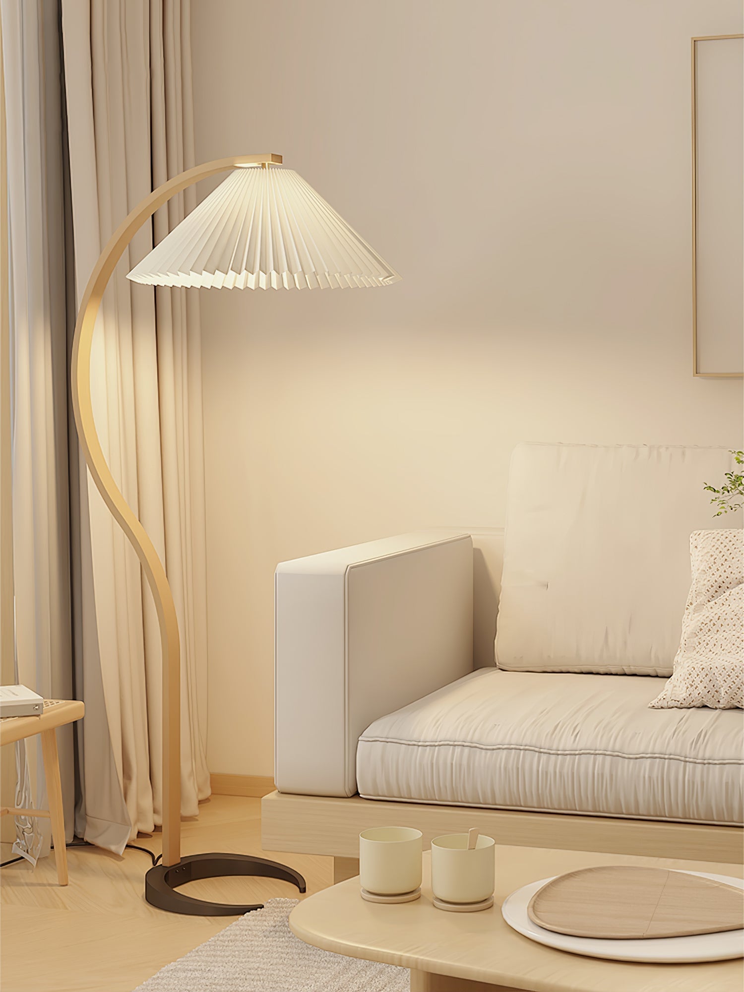 Viaro Wood Floor Lamp-Neutral Decor