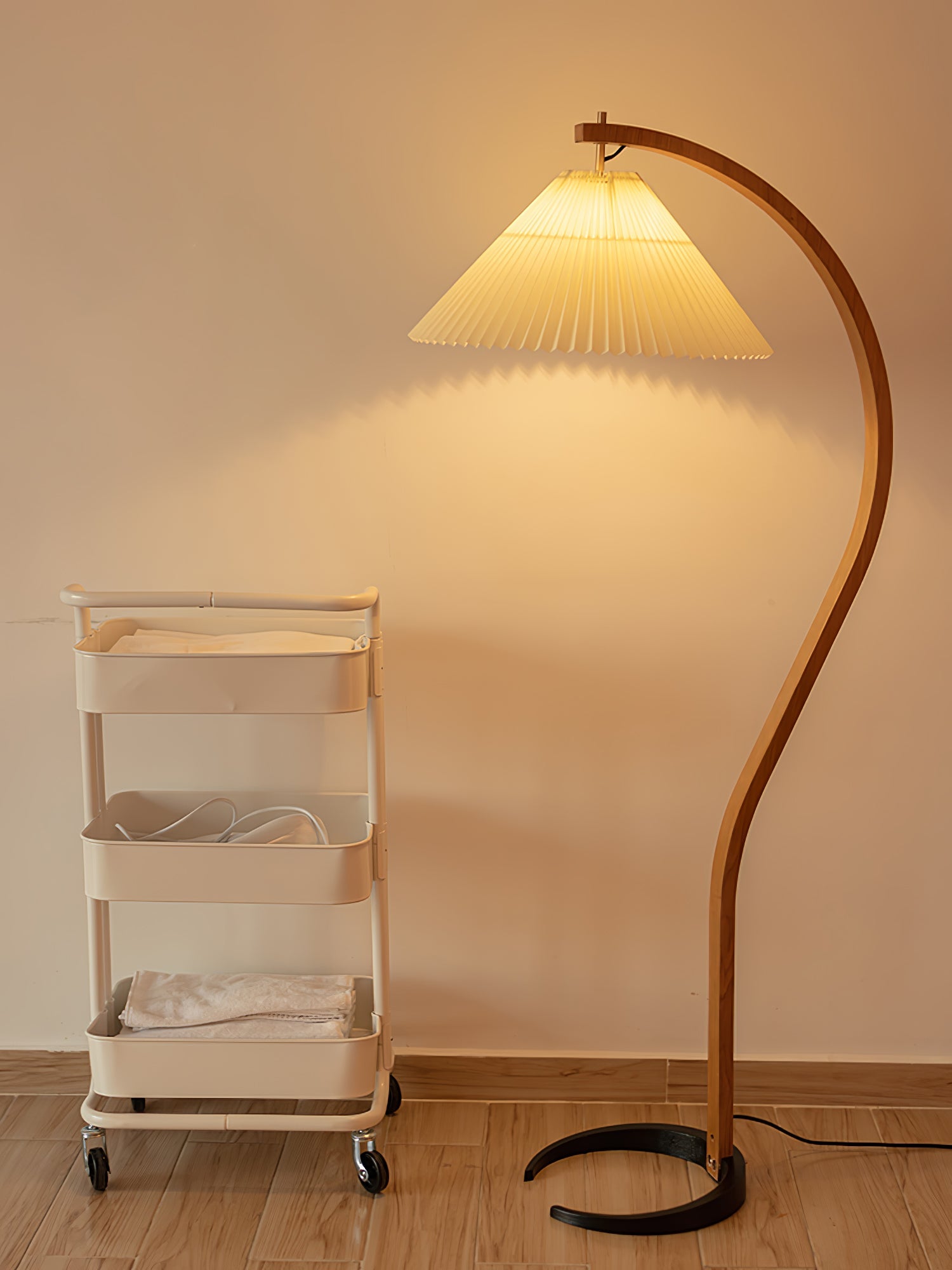 Viaro Wood Floor Lamp-Neutral Decor