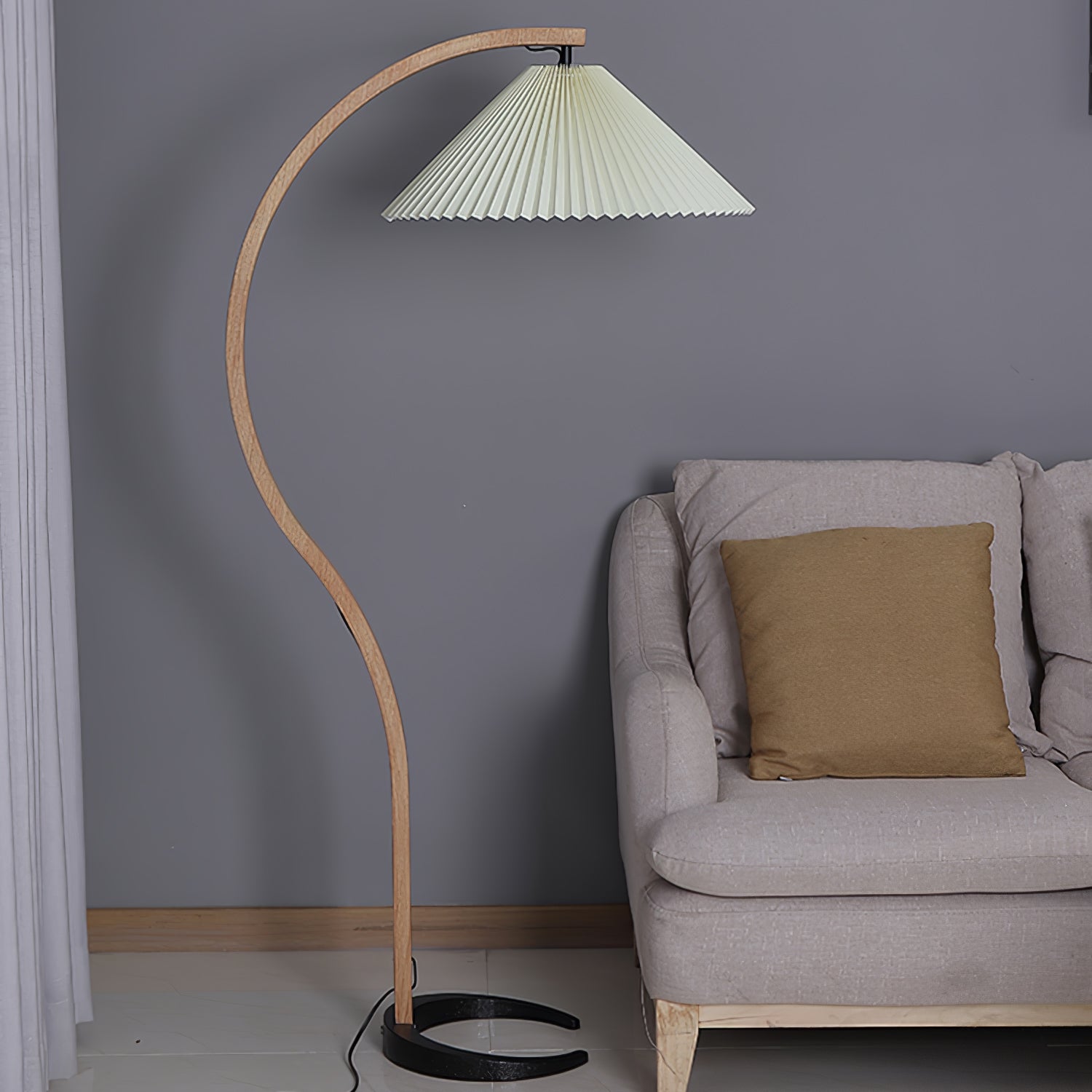Viaro Wood Floor Lamp-Neutral Decor