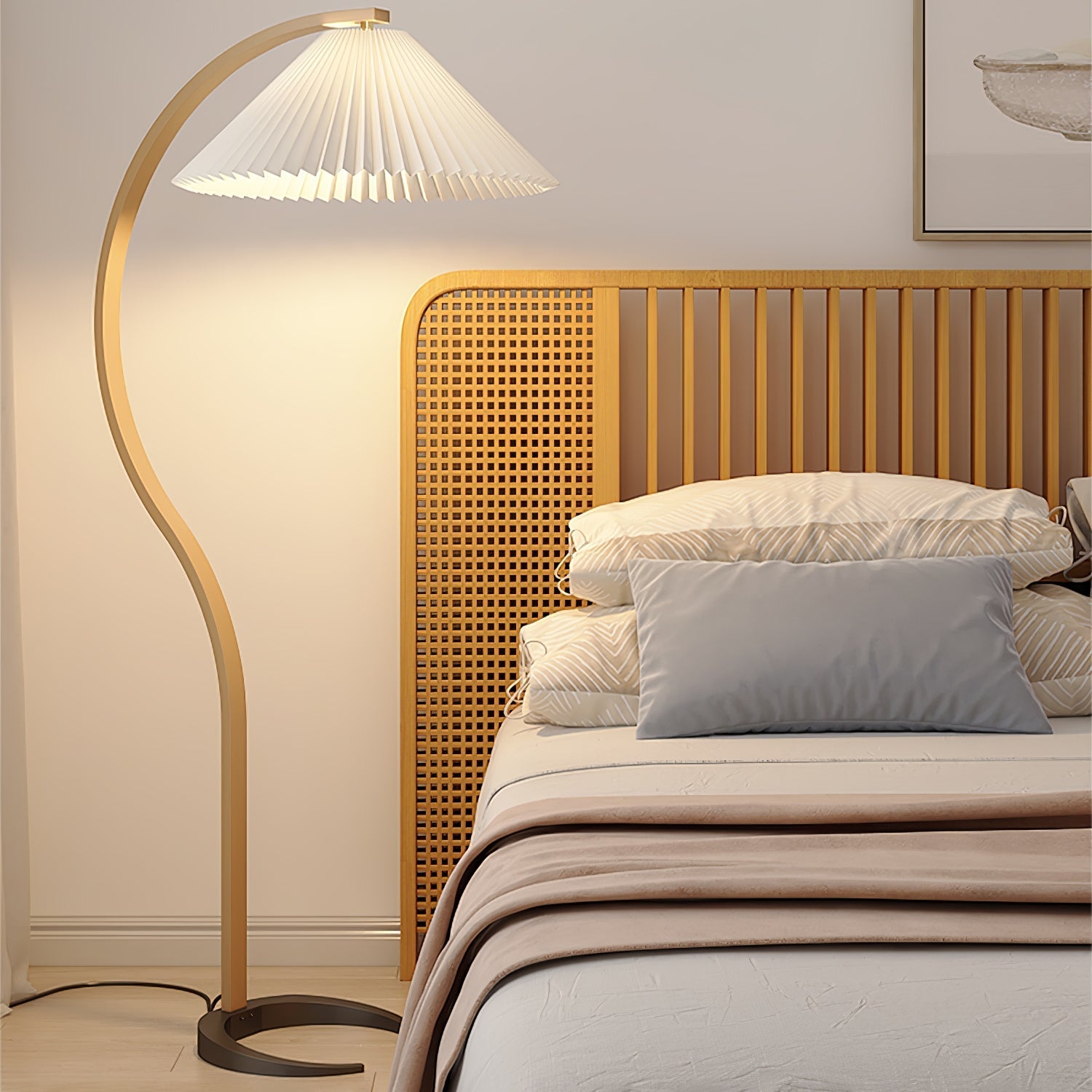 Viaro Wood Floor Lamp-Neutral Decor