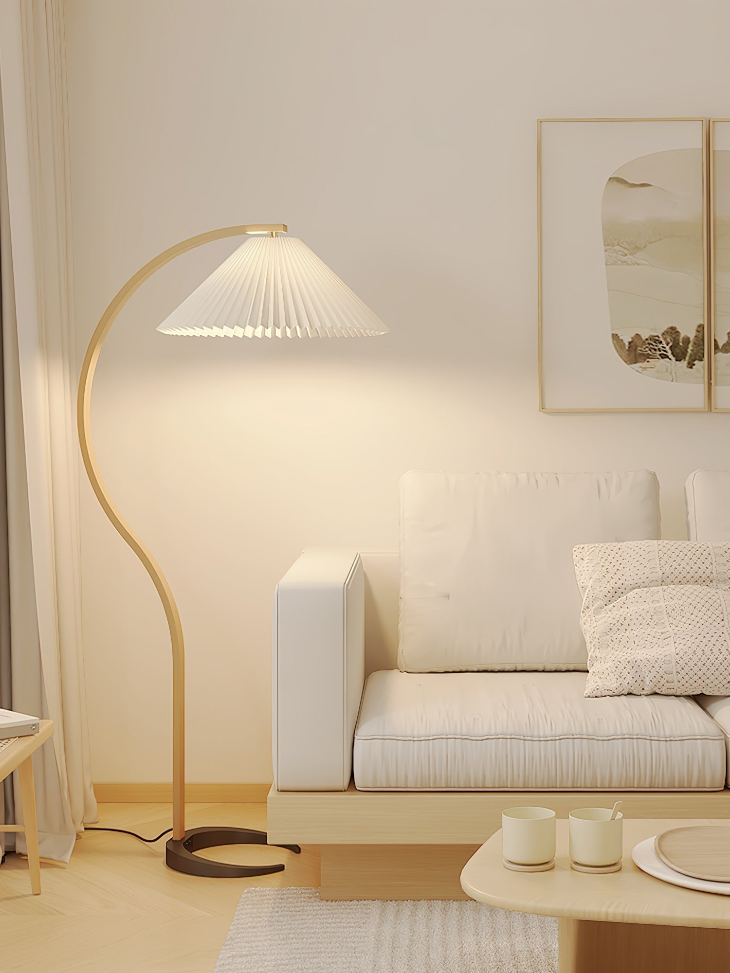 Viaro Wood Floor Lamp-Neutral Decor