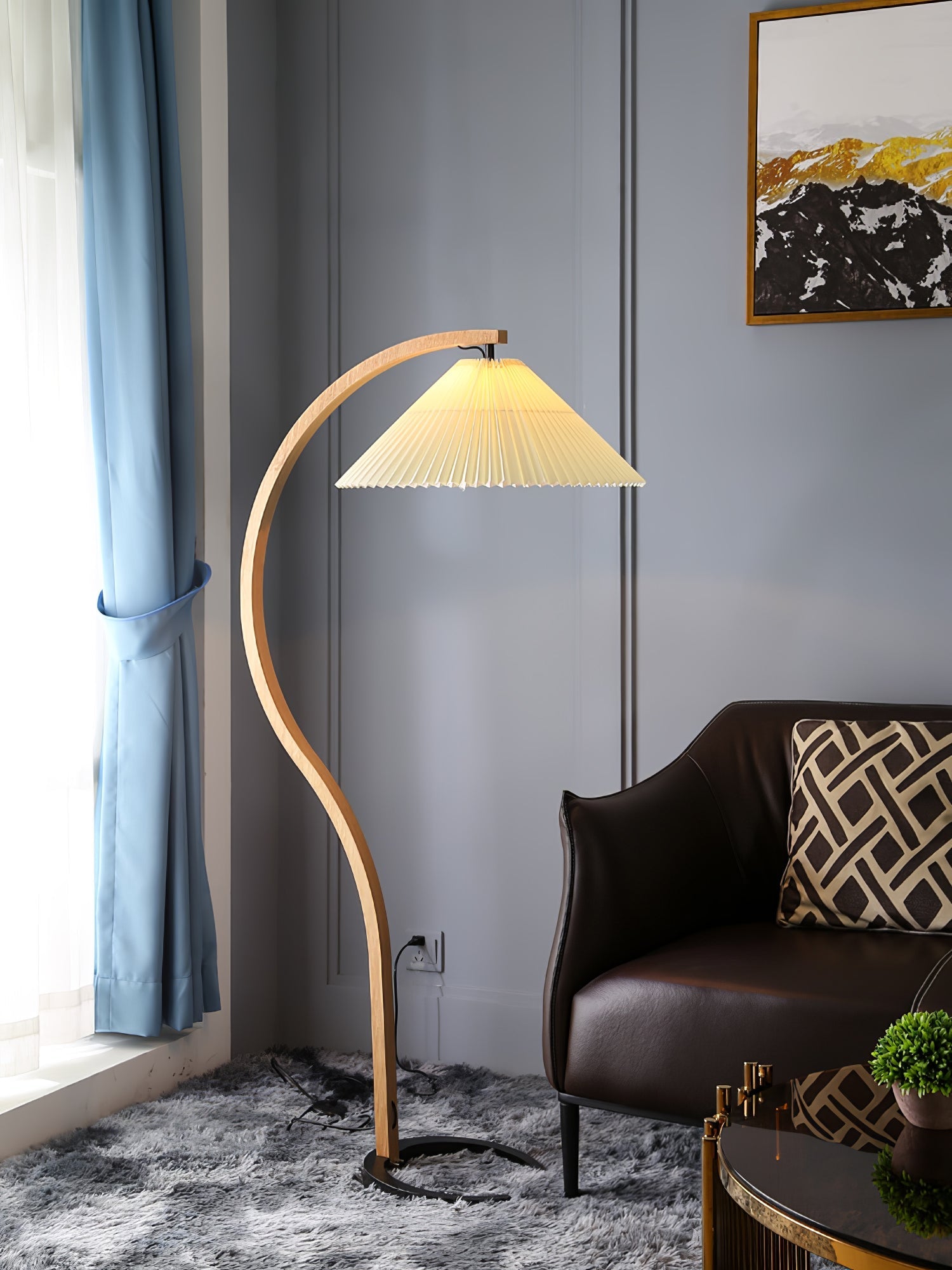 Viaro Wood Floor Lamp-Neutral Decor