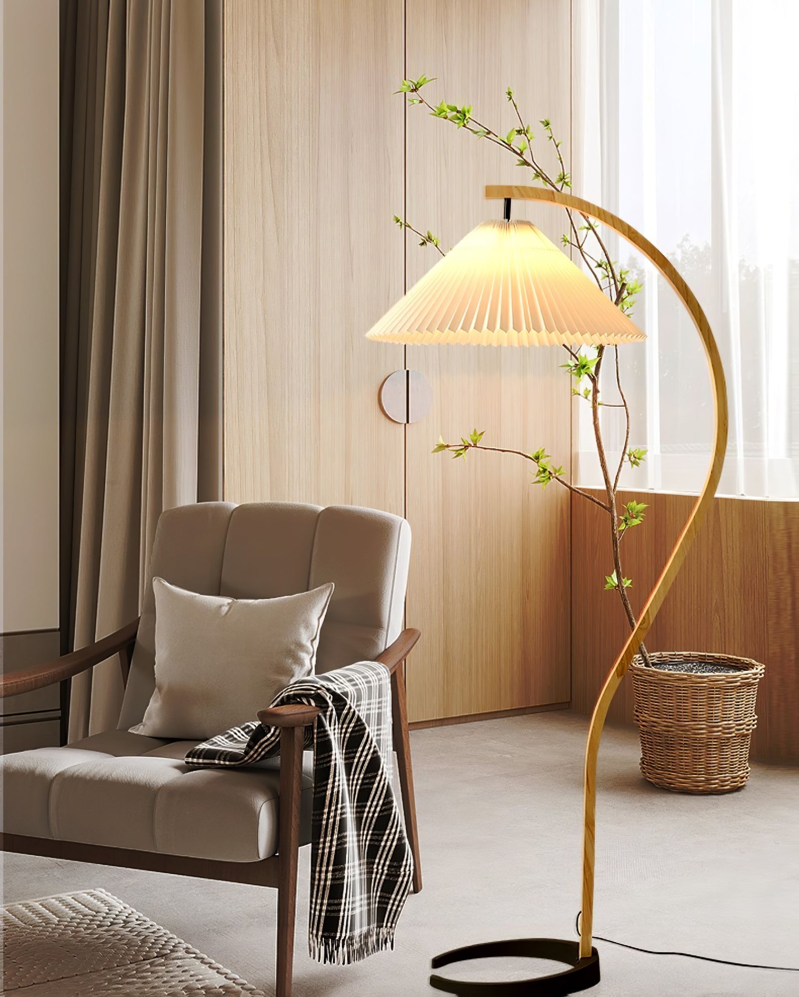 Viaro Wood Floor Lamp-Neutral Decor