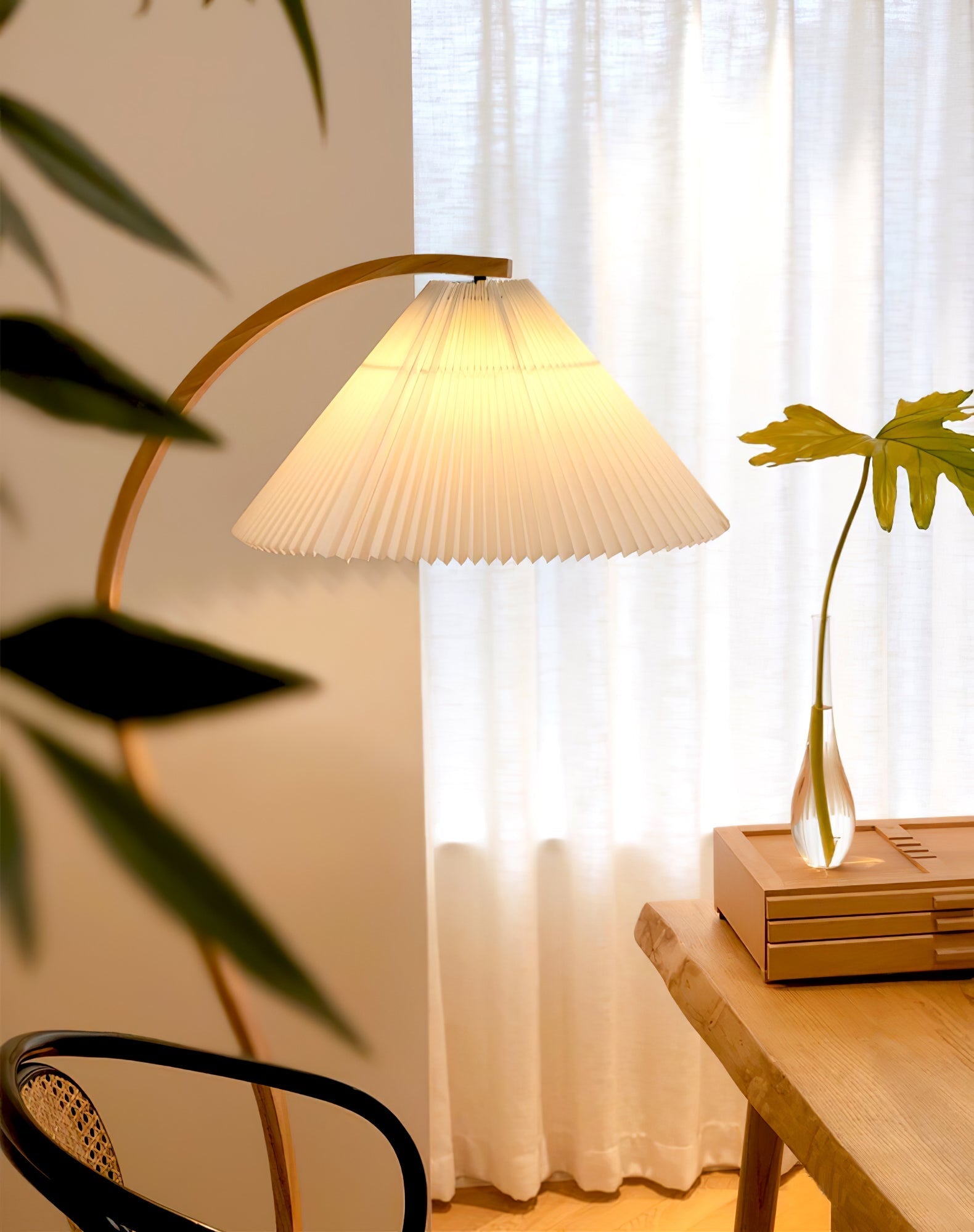 Viaro Wood Floor Lamp-Neutral Decor