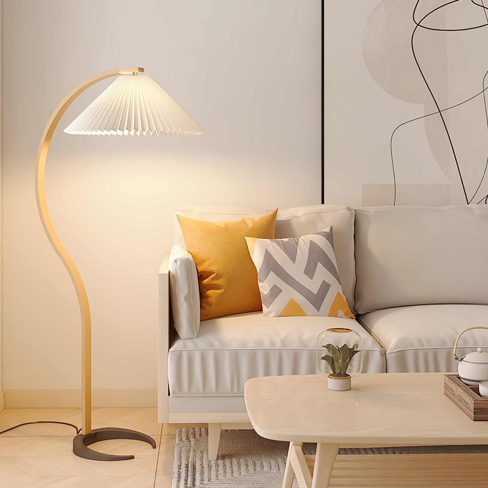 Viaro Wood Floor Lamp-Neutral Decor