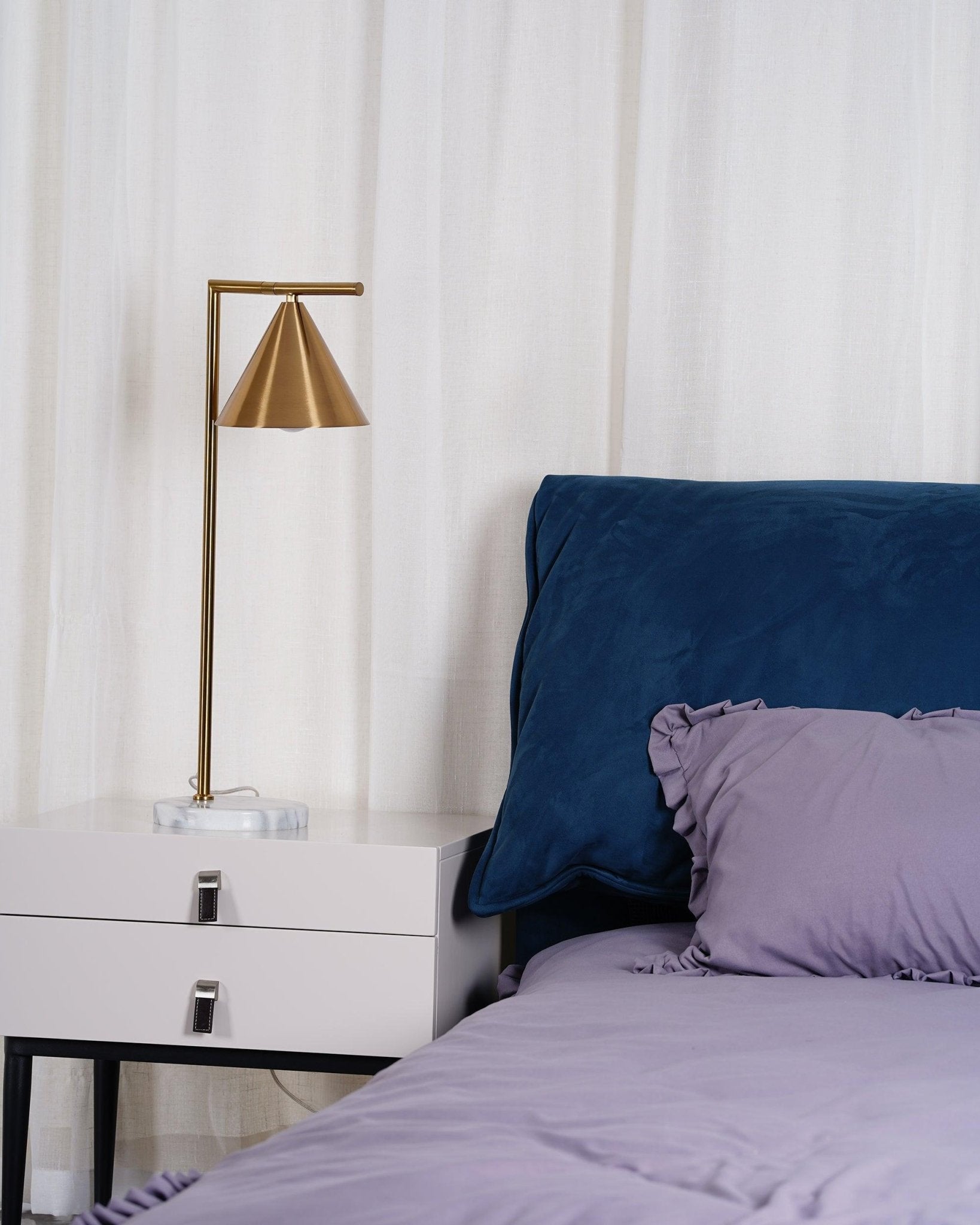 Glowen Marble Industrial Table Lamp-Neutral Decor