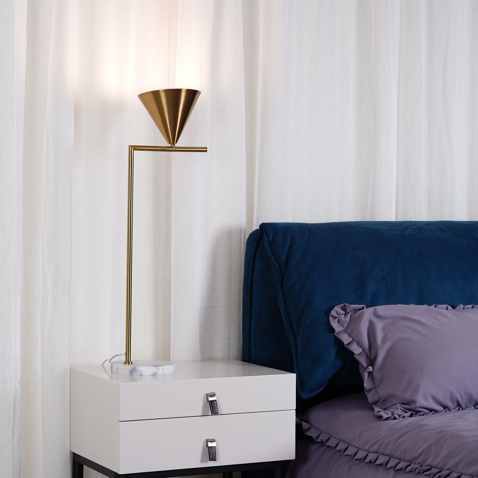 Glowen Marble Industrial Table Lamp-Neutral Decor