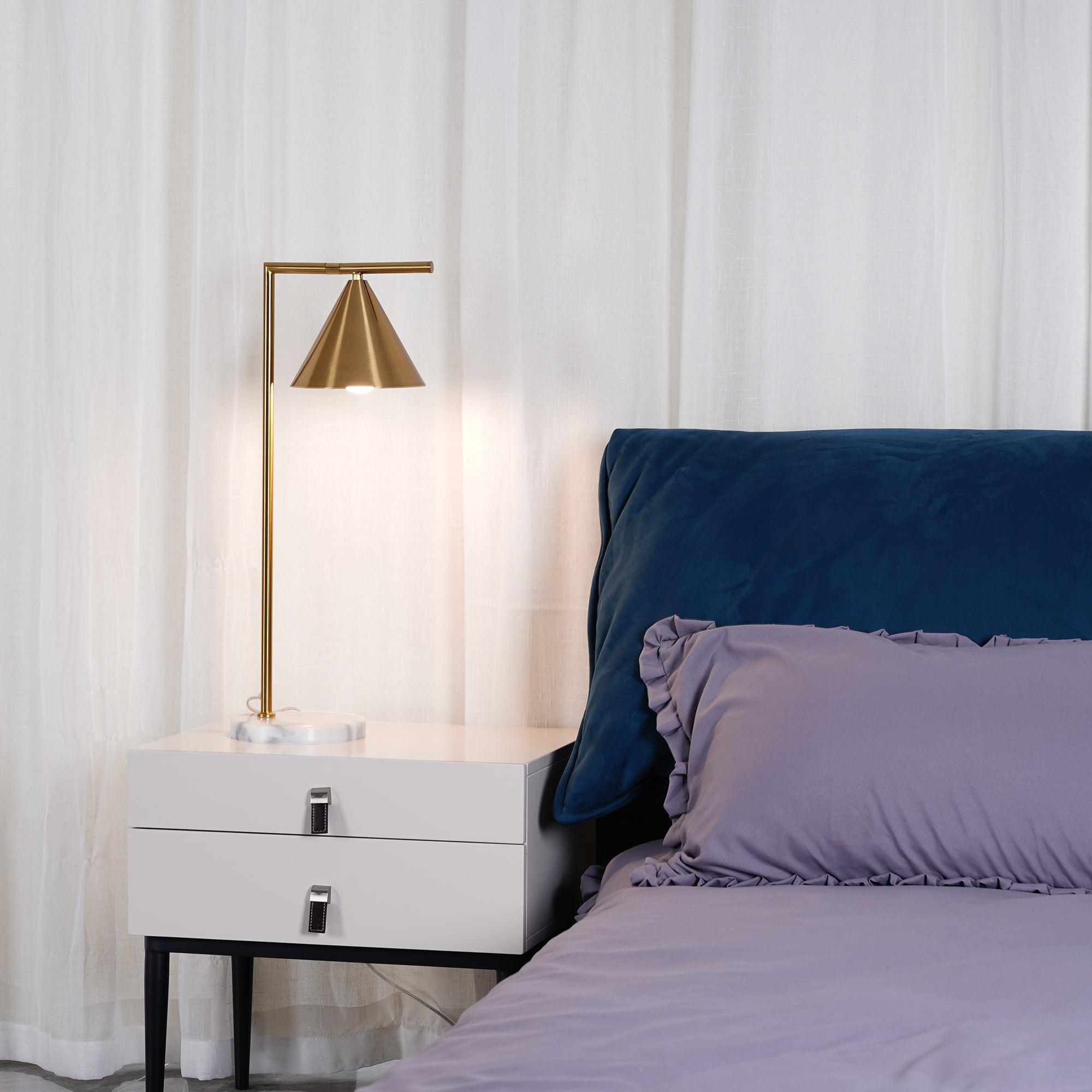 Glowen Marble Industrial Table Lamp-Neutral Decor