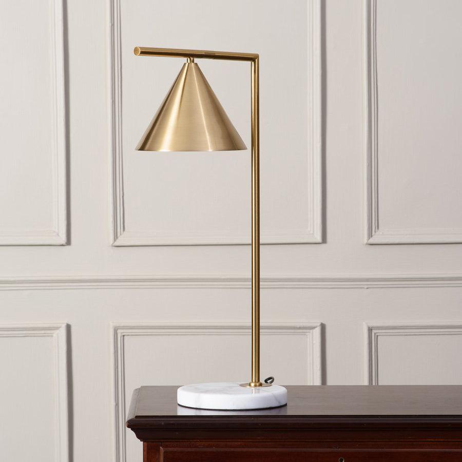 Glowen Marble Industrial Table Lamp-Neutral Decor