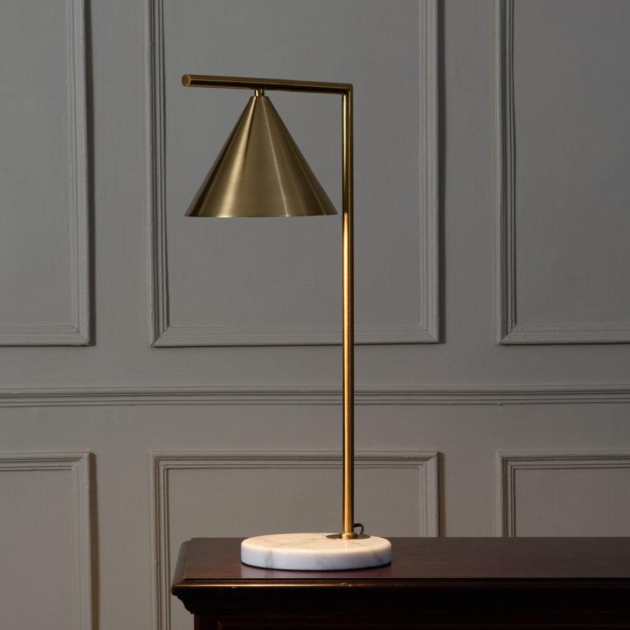 Glowen Marble Industrial Table Lamp-Neutral Decor